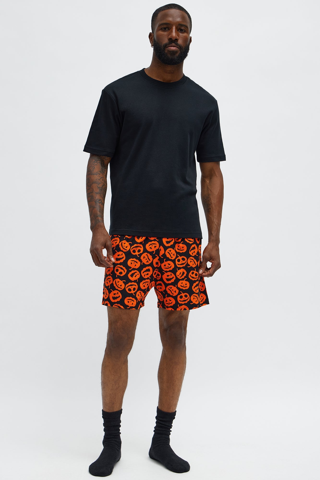 Jack O' Lantern Halloween Lounge Shorts - Black/combo