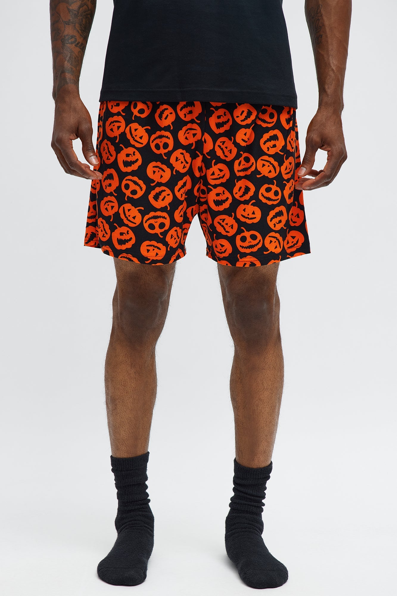 Jack O' Lantern Halloween Lounge Shorts - Black/combo