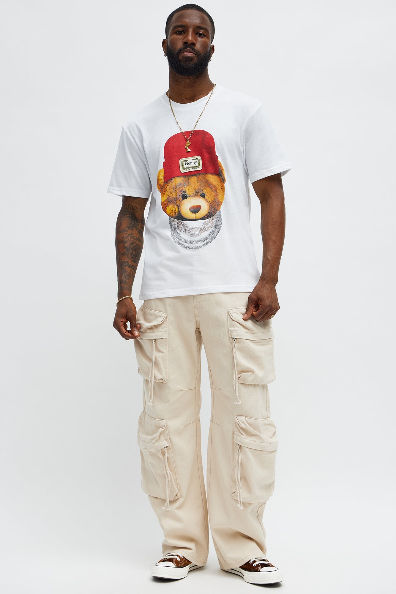 Henny Teddy Rhinestone Short Sleeve Tee - White
