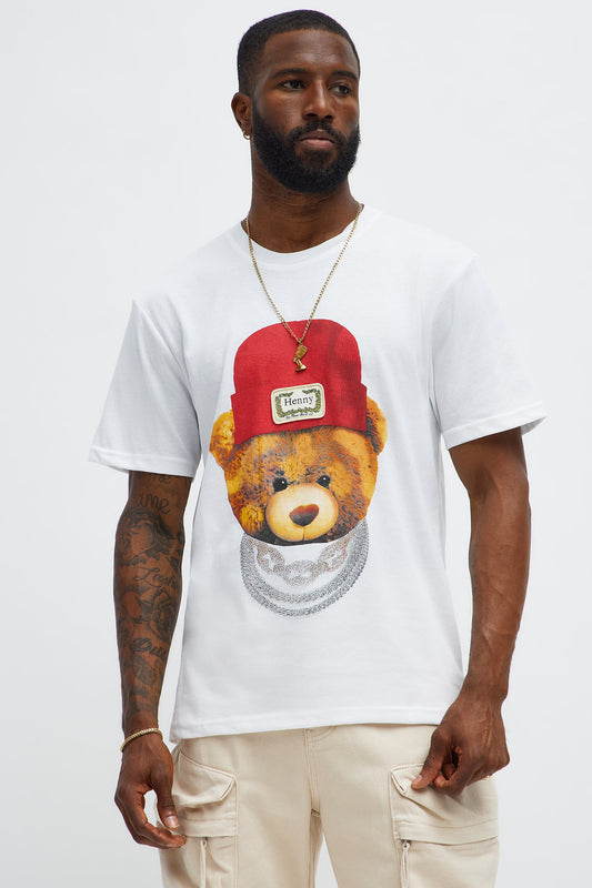 Henny Teddy Rhinestone Short Sleeve Tee - White