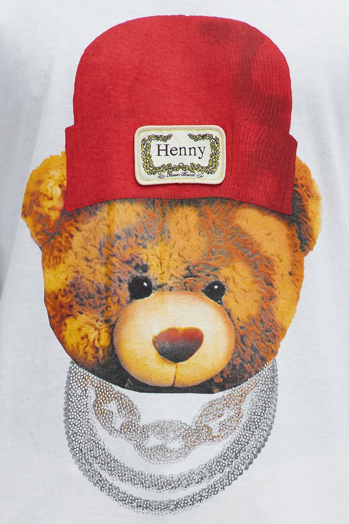 Henny Teddy Rhinestone Short Sleeve Tee - White