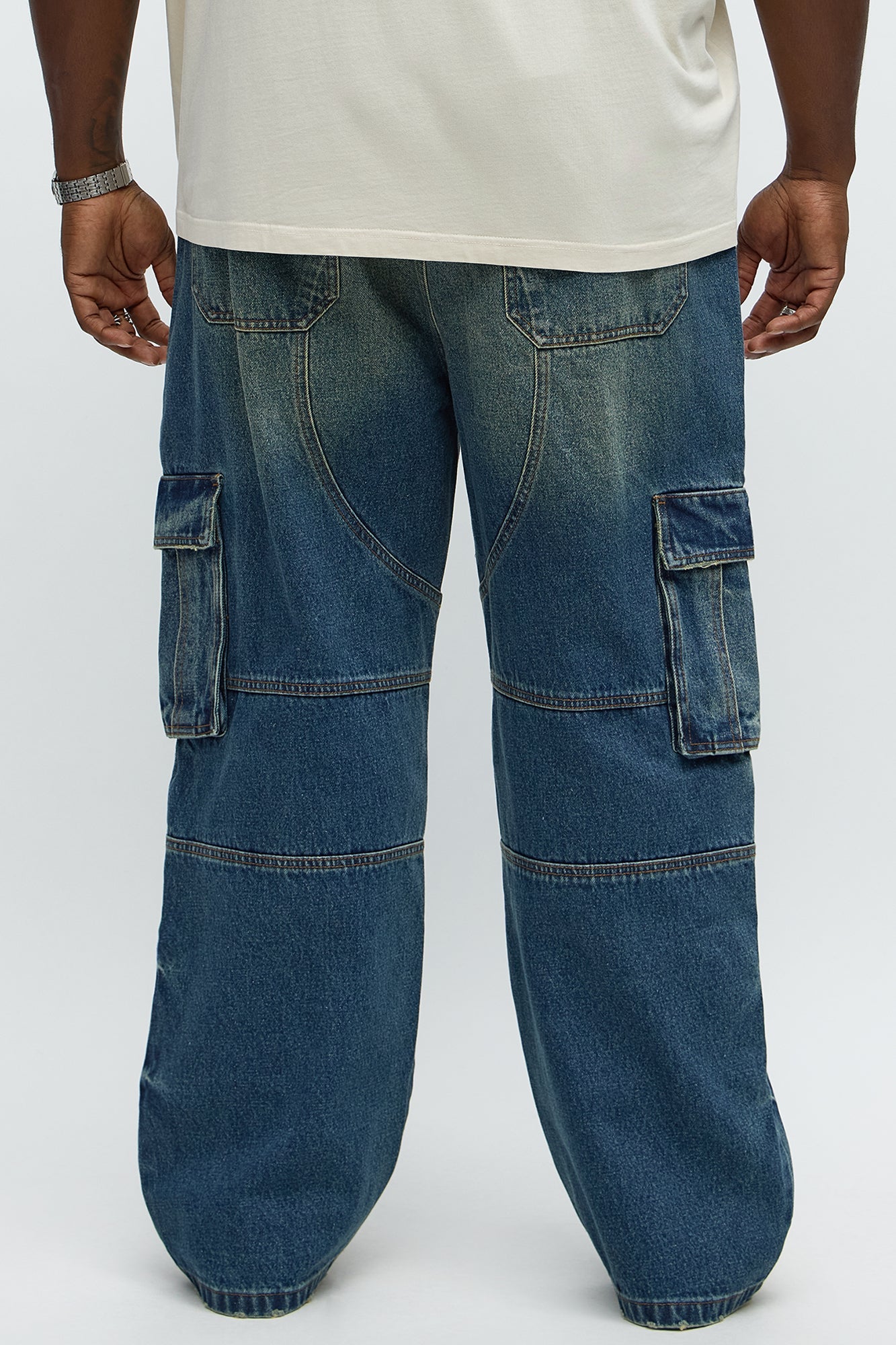 Baggy Got It On Me Carpenter Cargo Jeans - Vintage Blue Wash