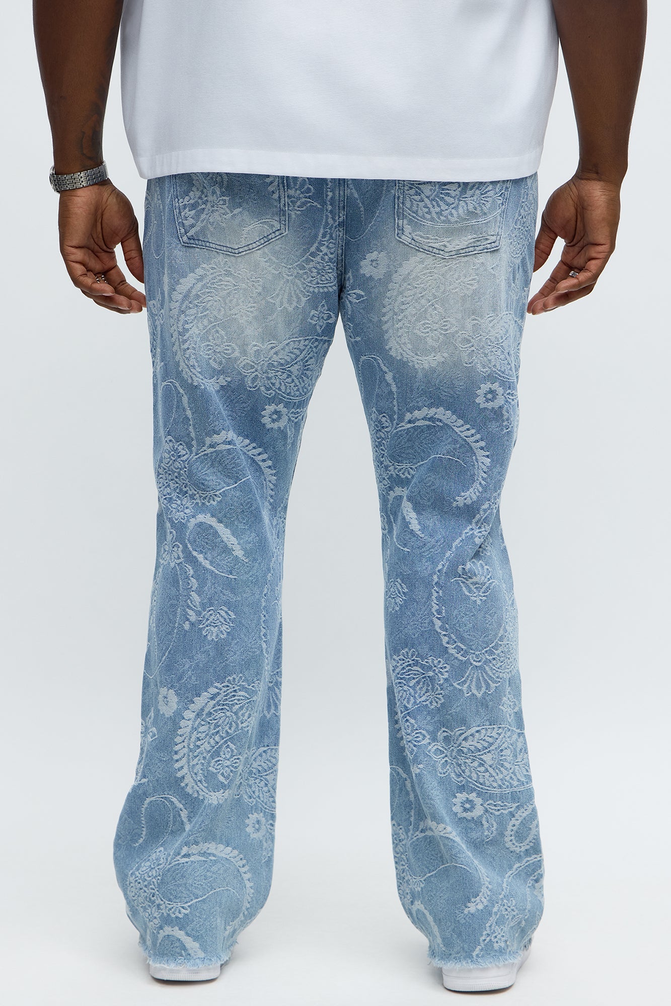 Stacked Slim Flare Come And Get It Paisley Jeans - Medium Wash