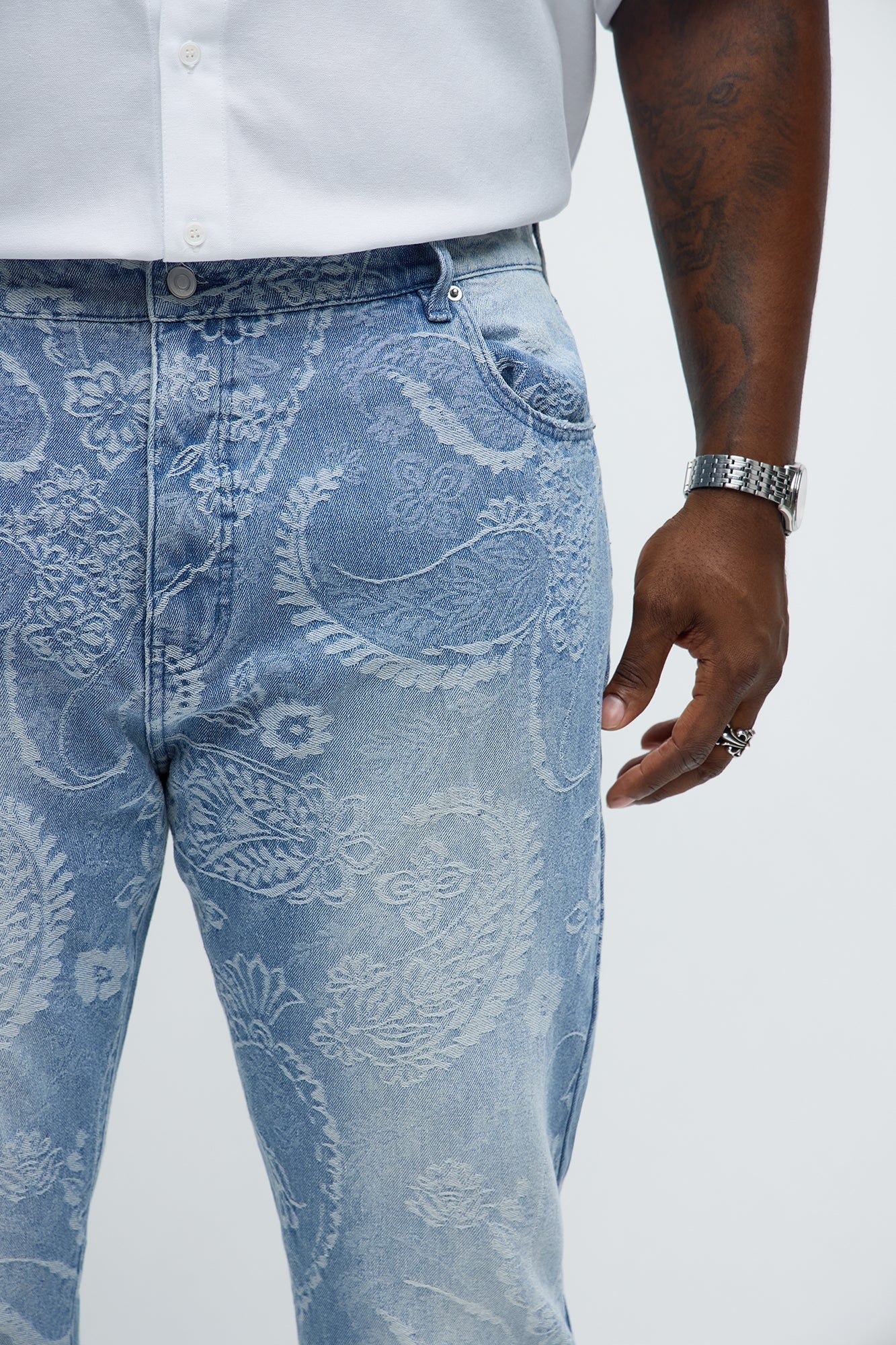 Stacked Slim Flare Come And Get It Paisley Jeans - Medium Wash