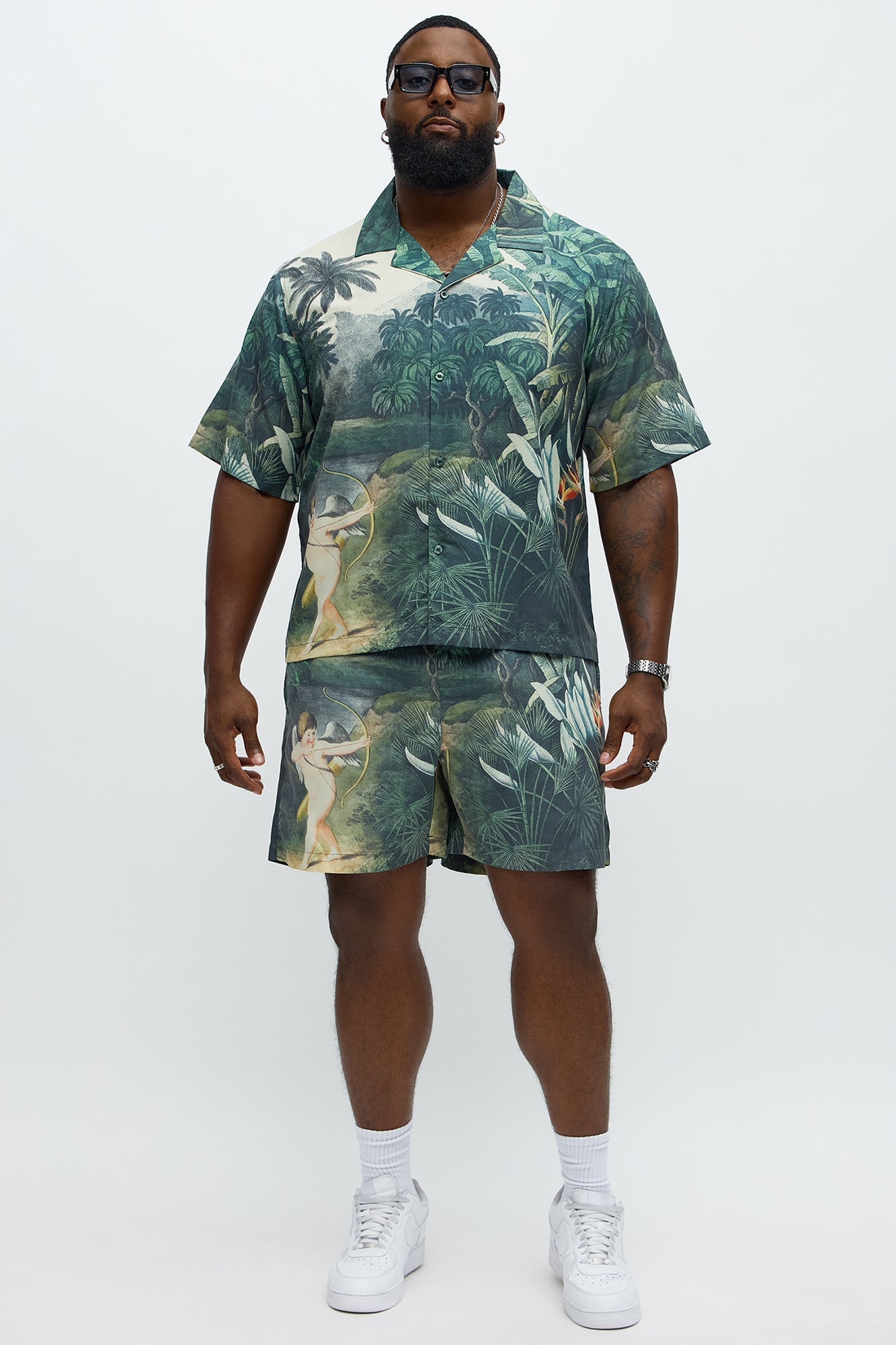 Cupid Short Sleeve Button Up Shirt - Multi Color