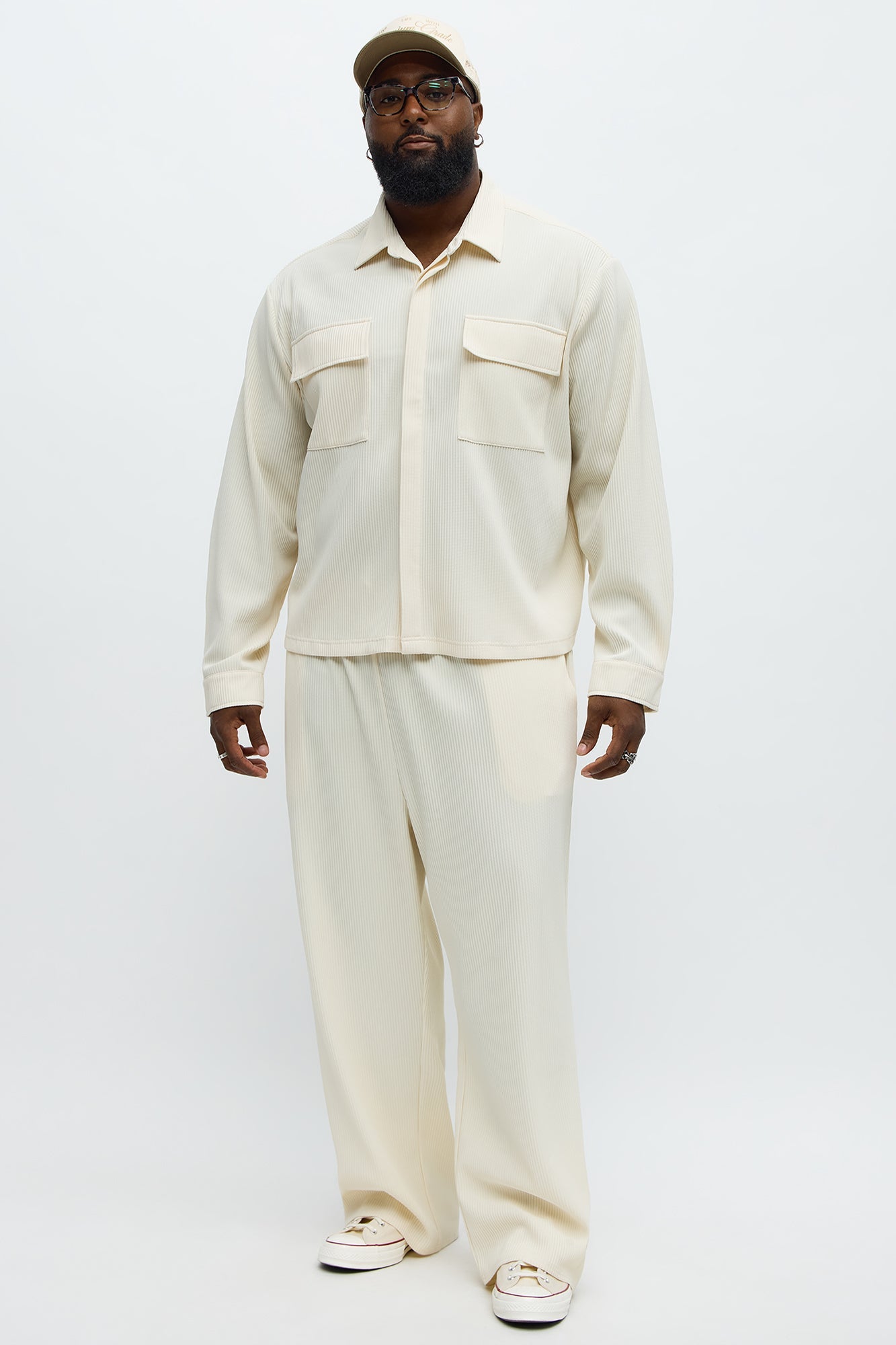 Show Up Cropped Long Sleeve Button Up Shirt - Off White