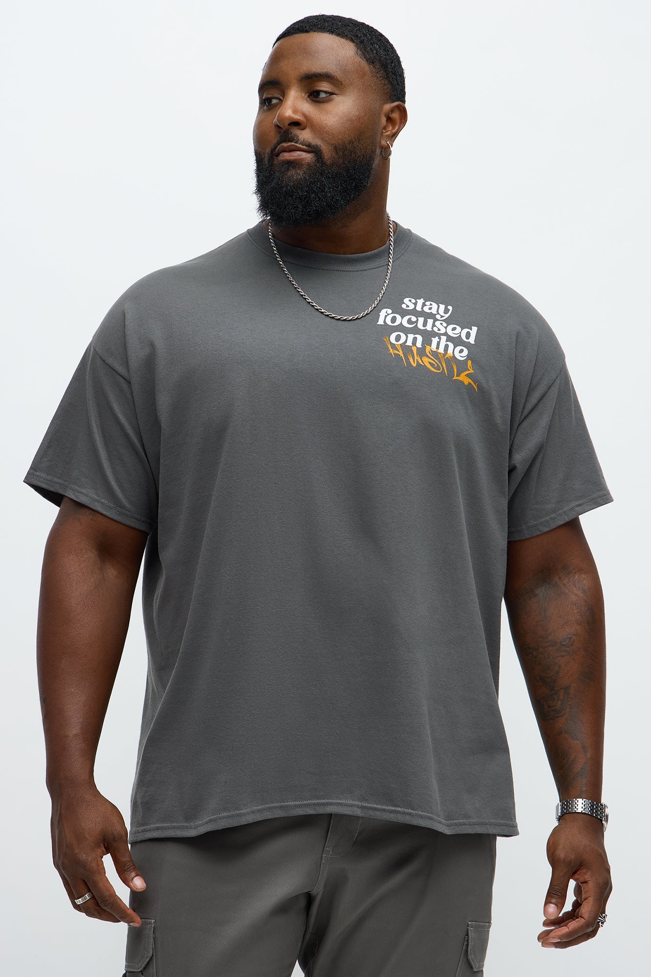 Focused On The Hustle Short Sleeve Tee - Charcoal