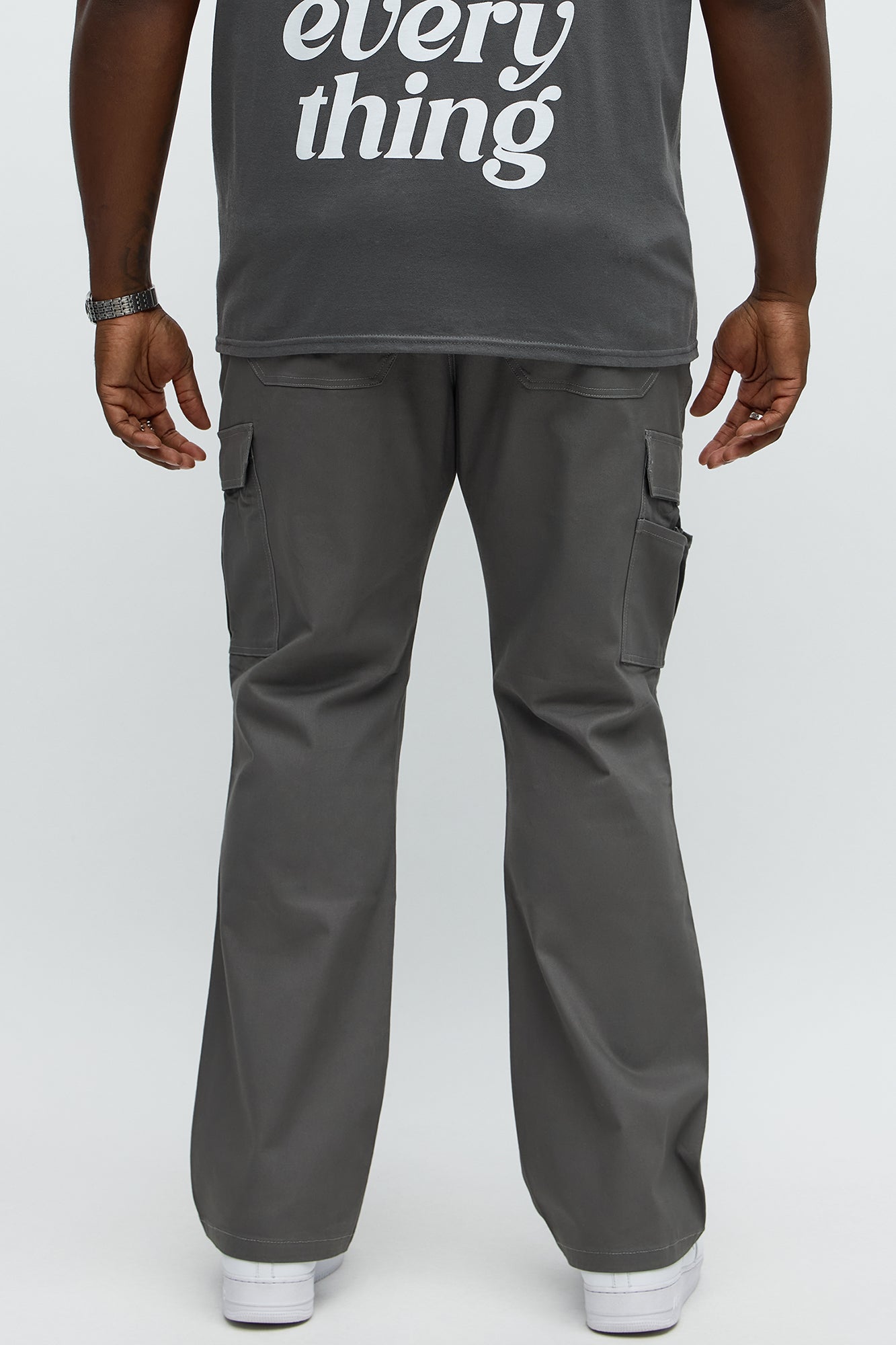 Stacked Slim Flare Kryptonite Cargo Pants - Grey