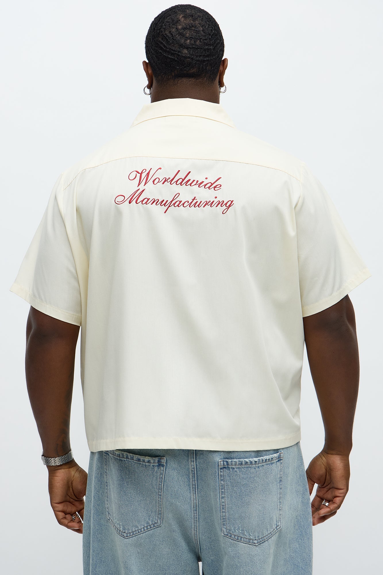 Cropped Worldwide Manufacturing Button Up Shirt - Cream