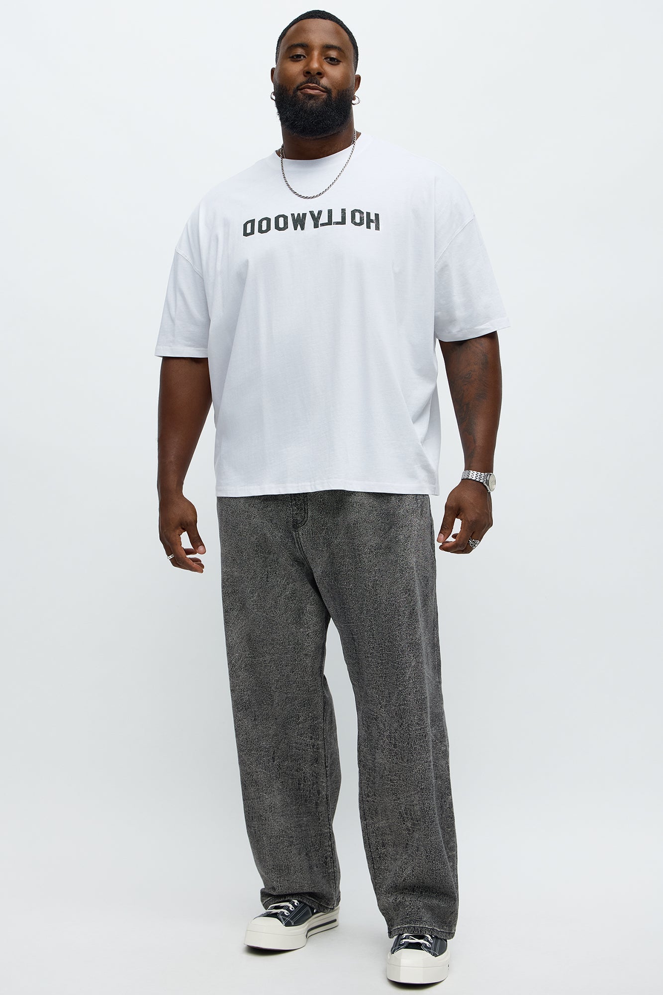 Hollyweird Sign Oversized Short Sleeve Tee - White