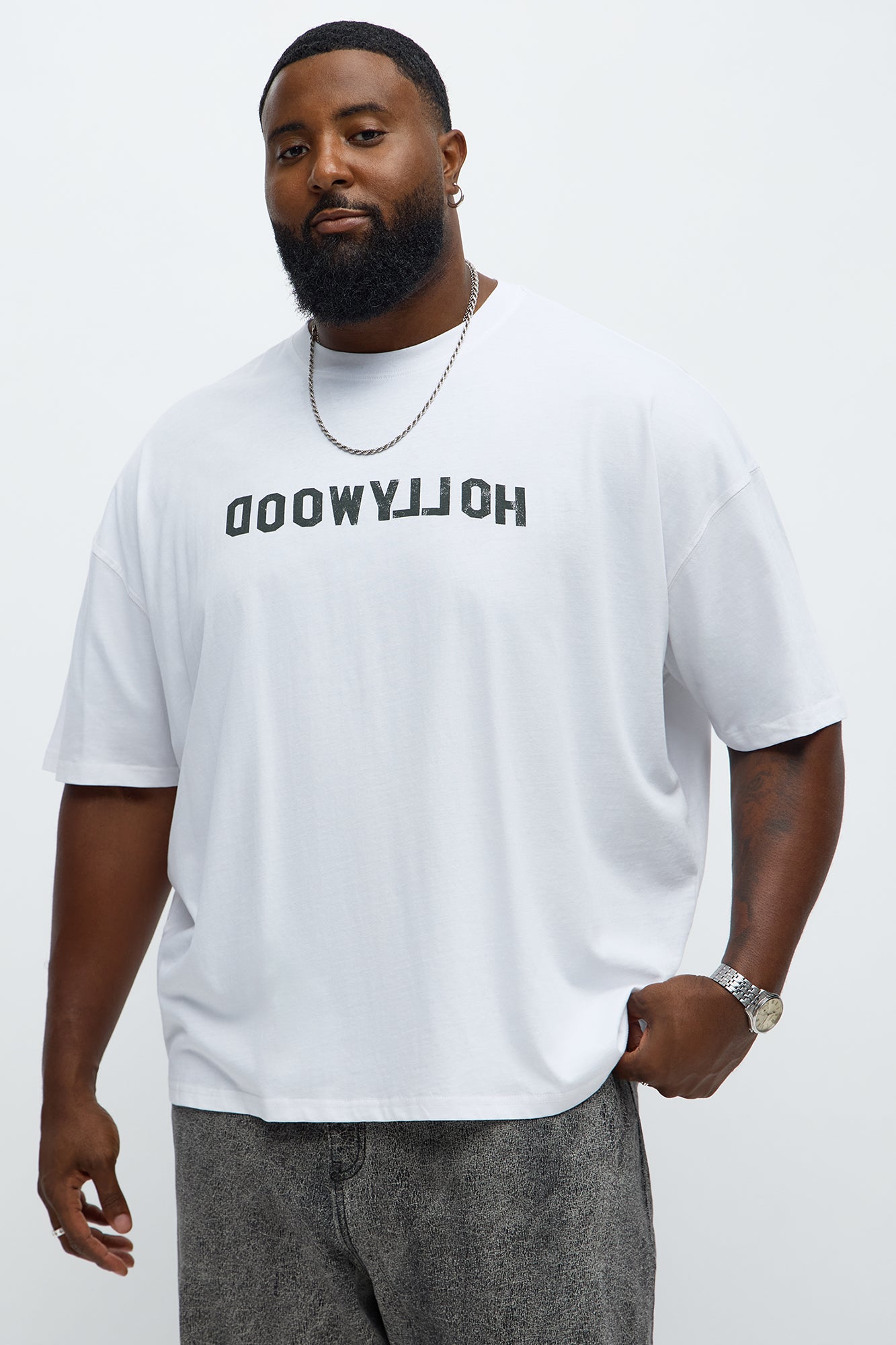 Hollyweird Sign Oversized Short Sleeve Tee - White