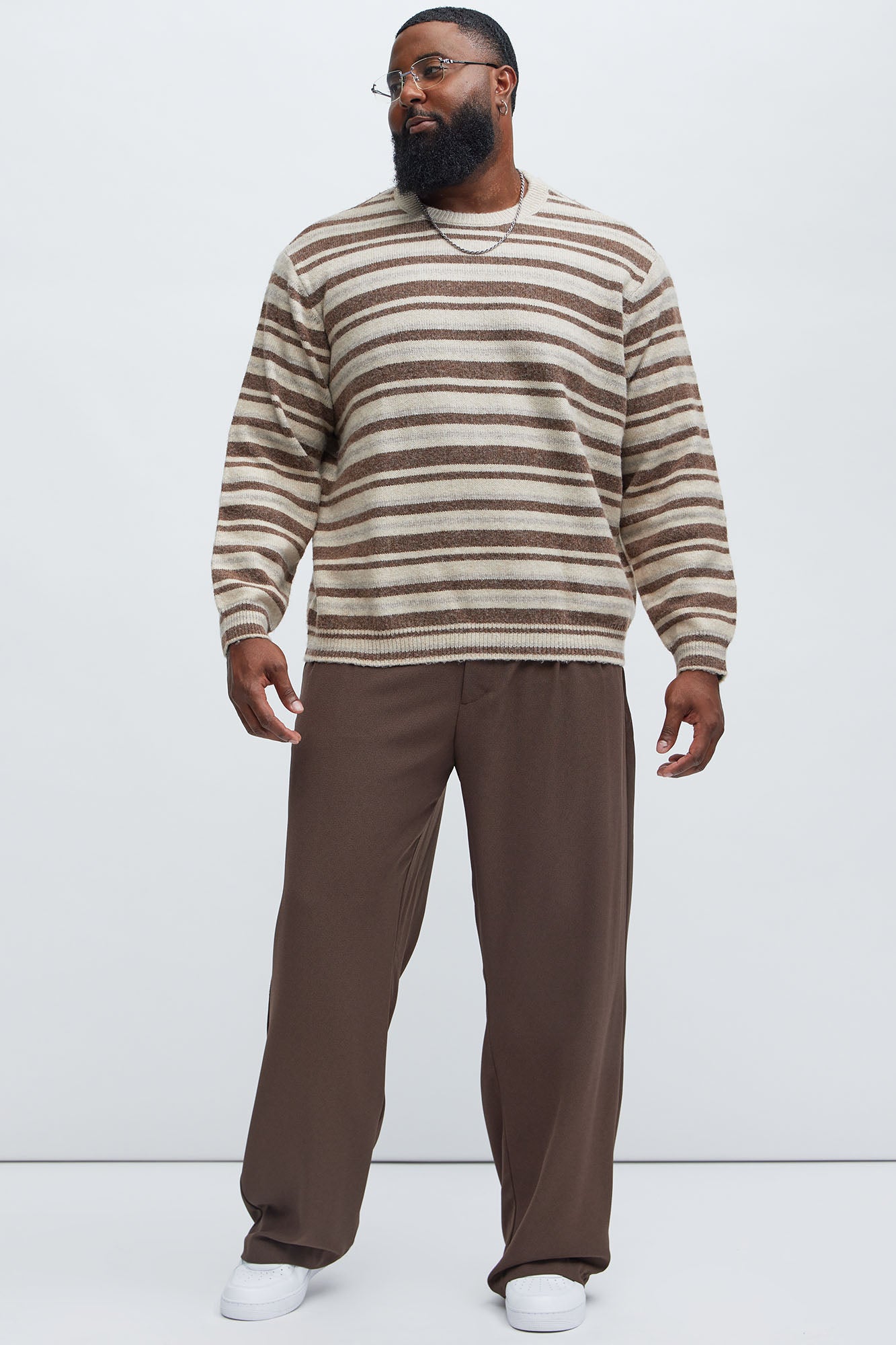 Lookin For Attention Striped Sweater - Brown/combo