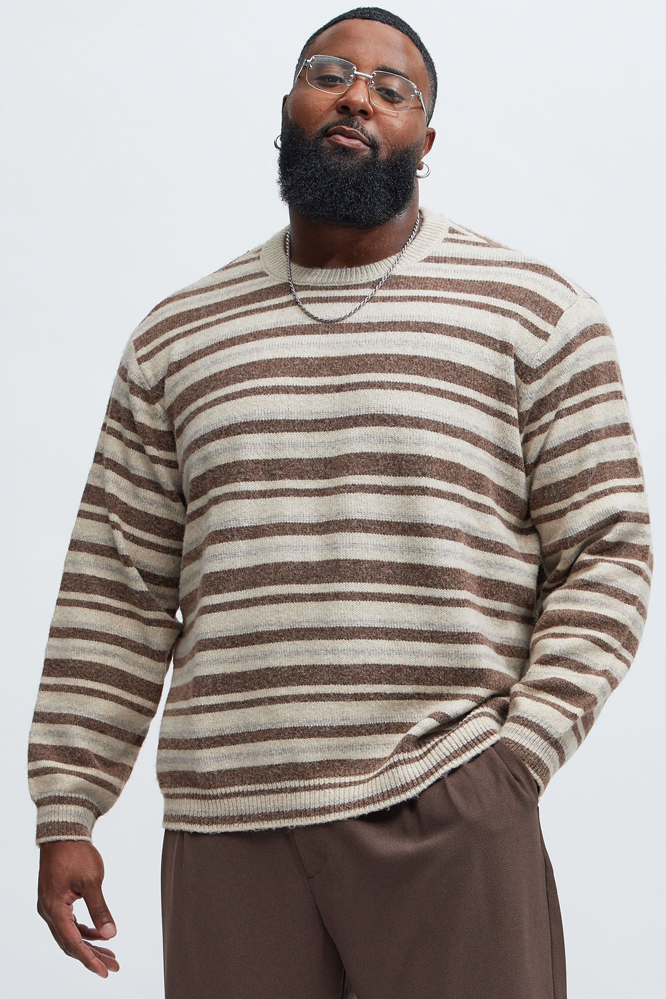 Lookin For Attention Striped Sweater - Brown/combo