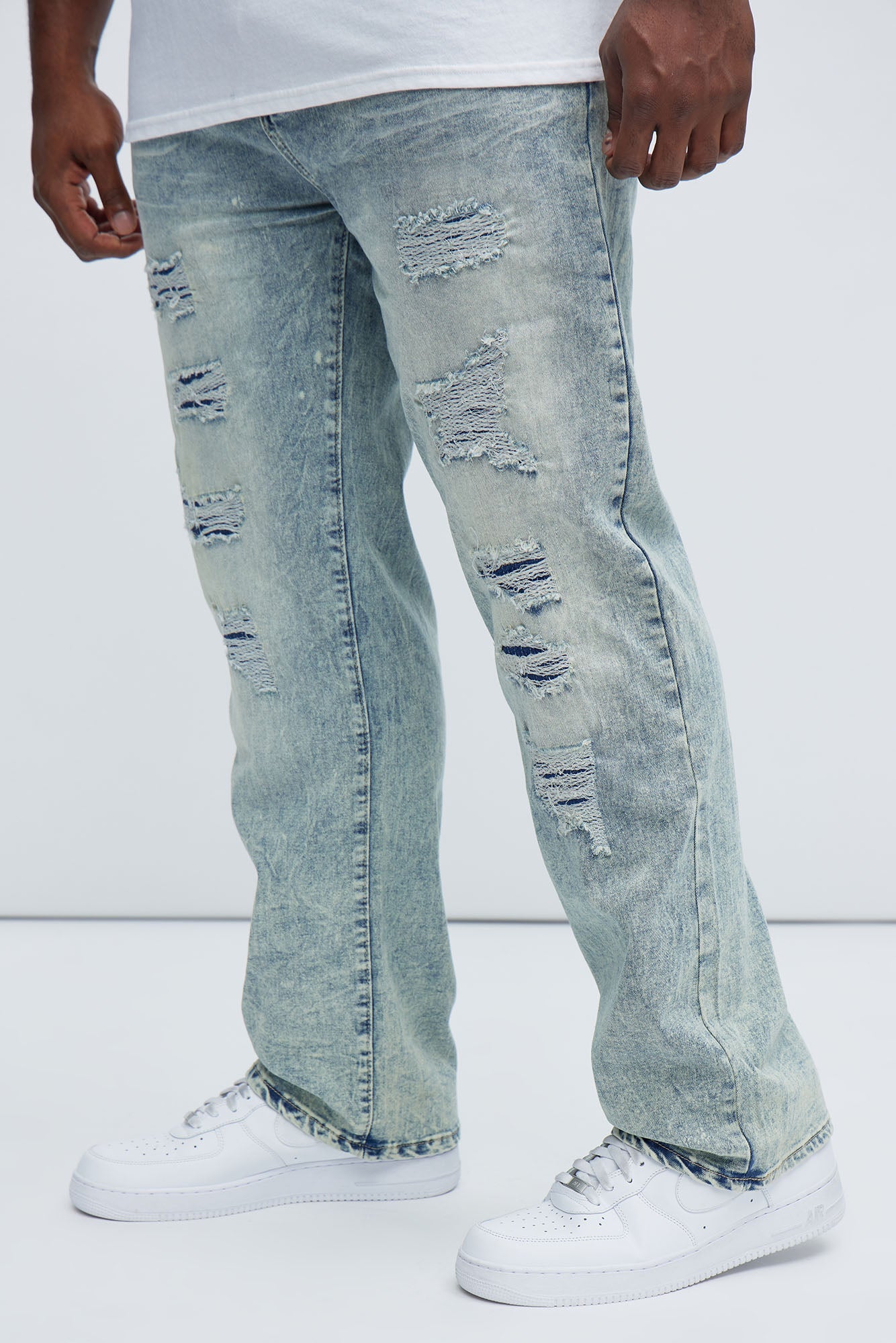 Can't Be Distressed Slim Jeans - Acid Wash Blue