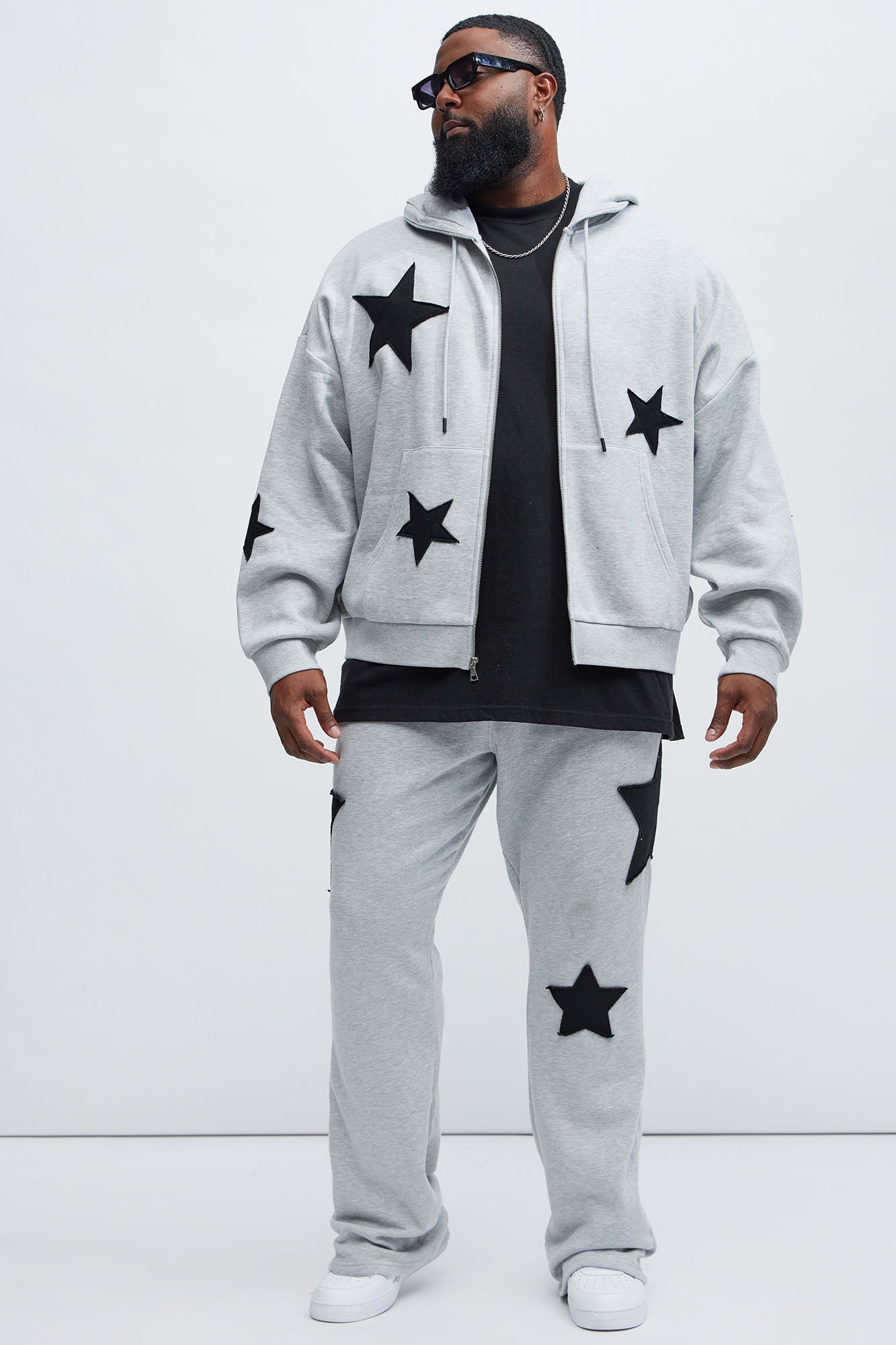 Tyson Stars Oversized Hoodie - Heather Grey