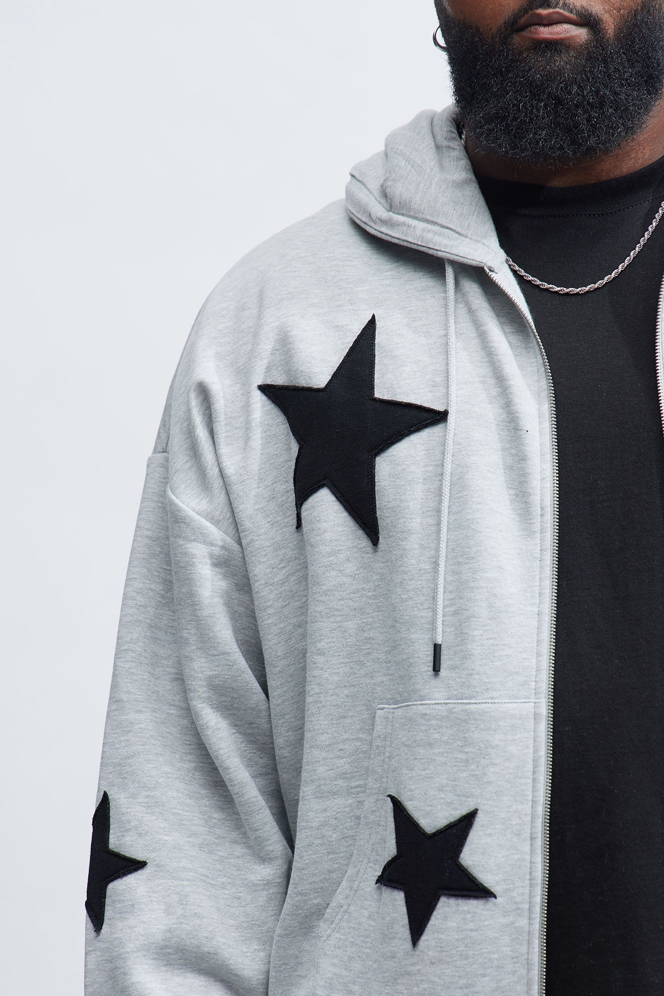 Tyson Stars Oversized Hoodie - Heather Grey