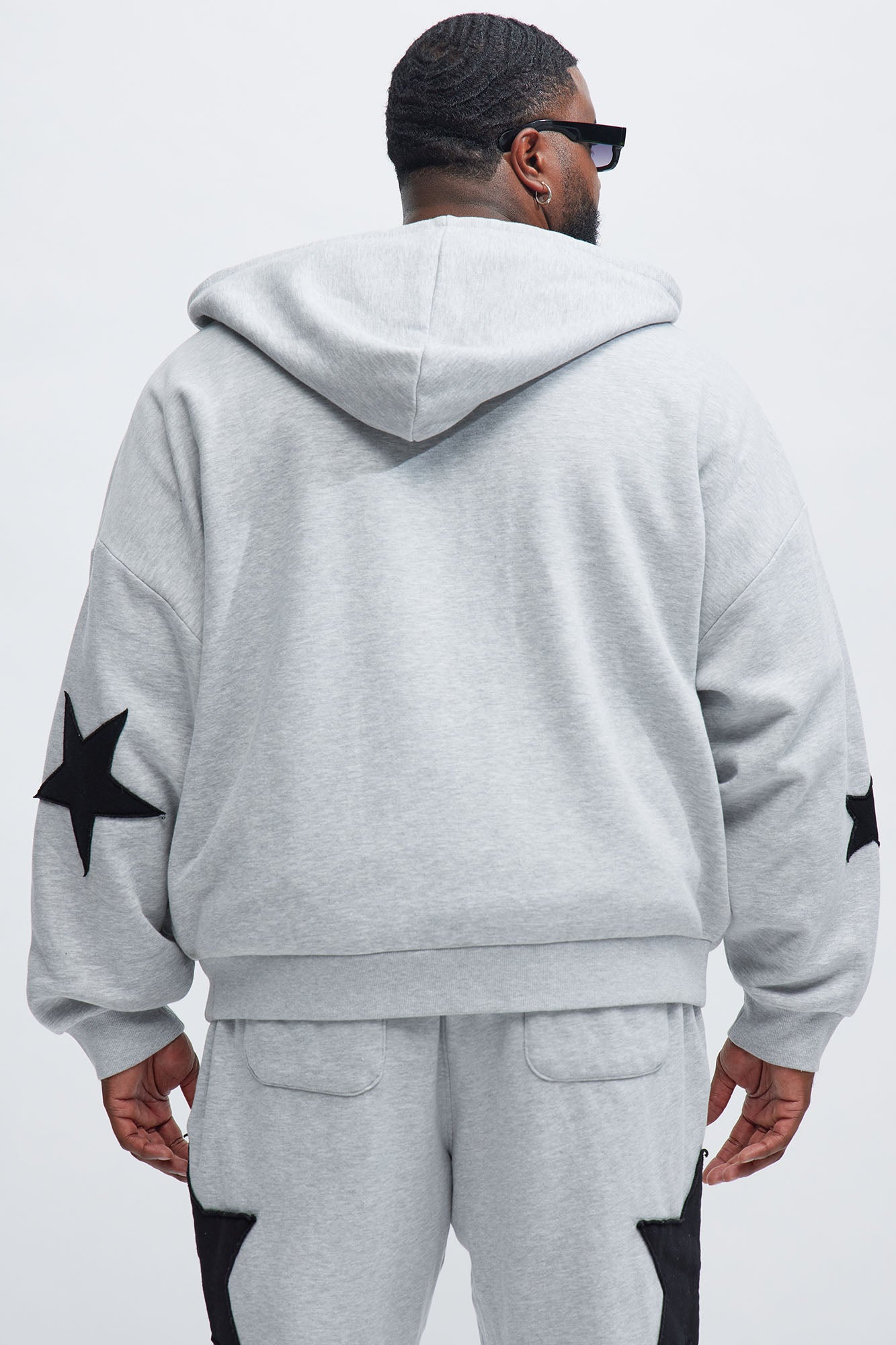 Tyson Stars Oversized Hoodie - Heather Grey
