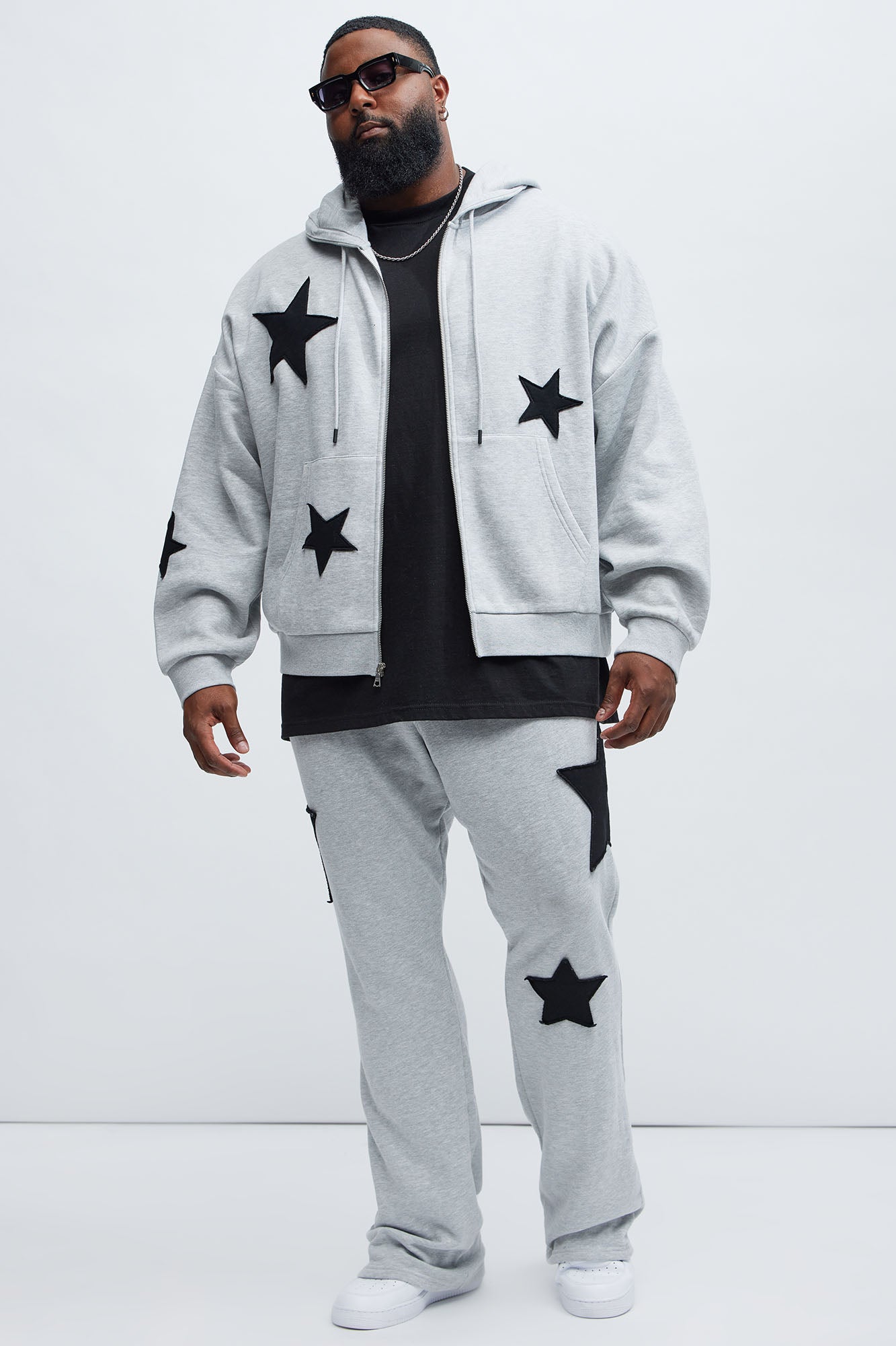 Tyson Stars Skinny Flared Sweatpants - Heather Grey