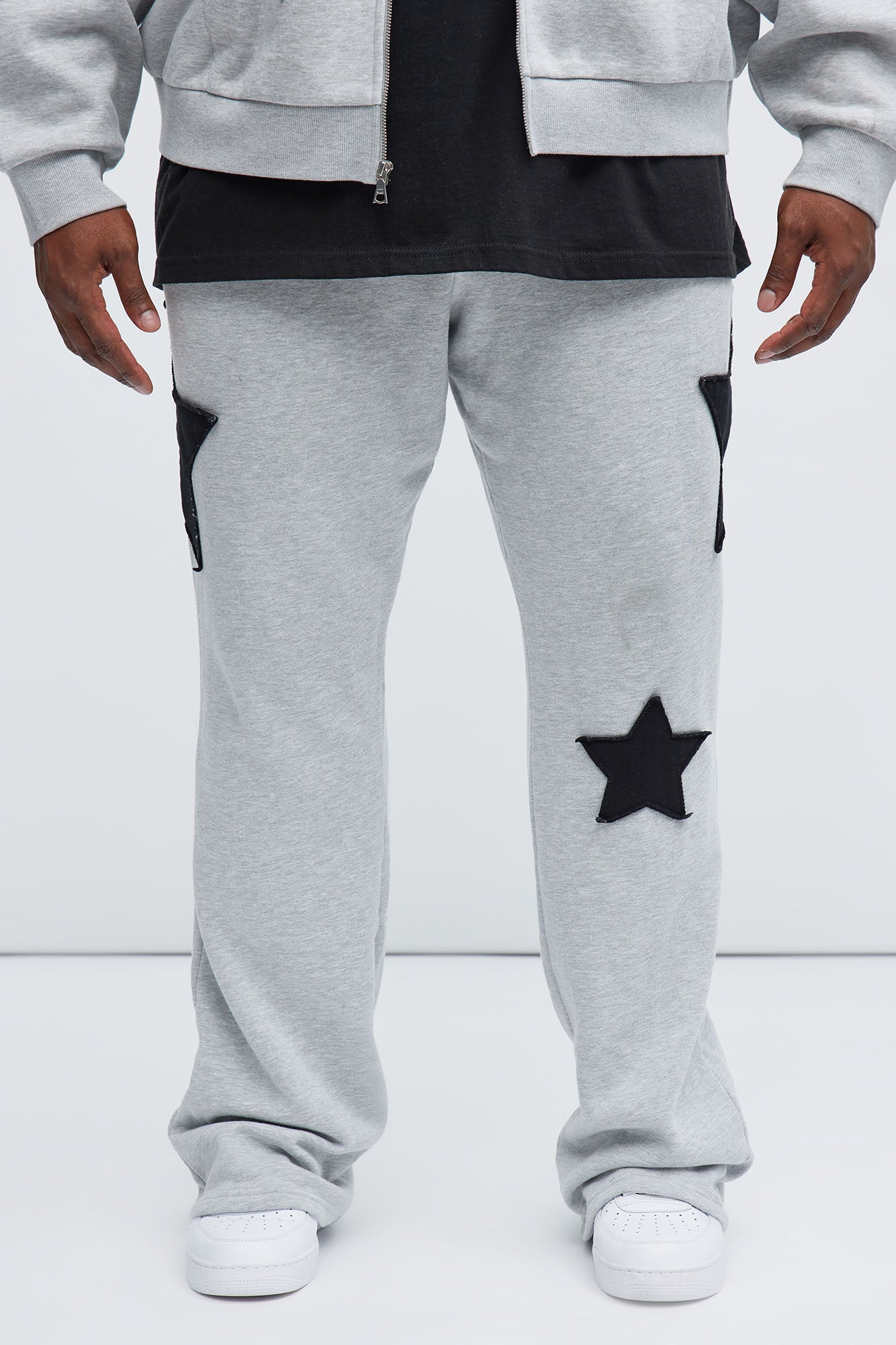 Tyson Stars Skinny Flared Sweatpants - Heather Grey