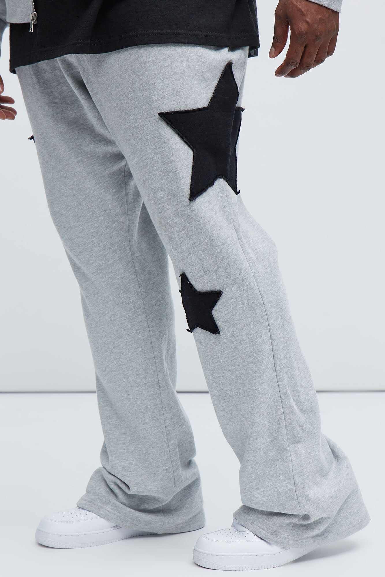 Tyson Stars Skinny Flared Sweatpants - Heather Grey