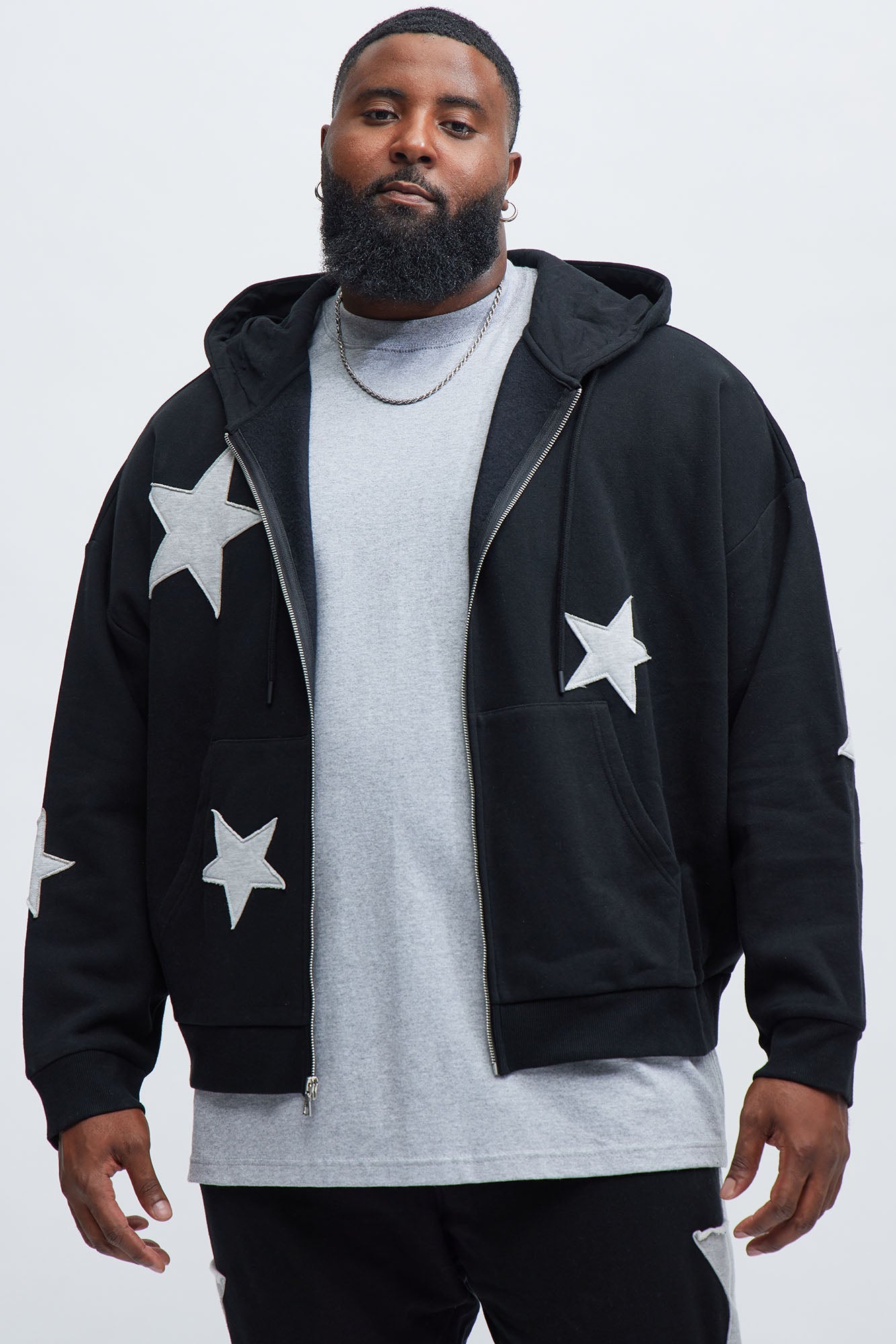 Tyson Stars Oversized Hoodie - Black