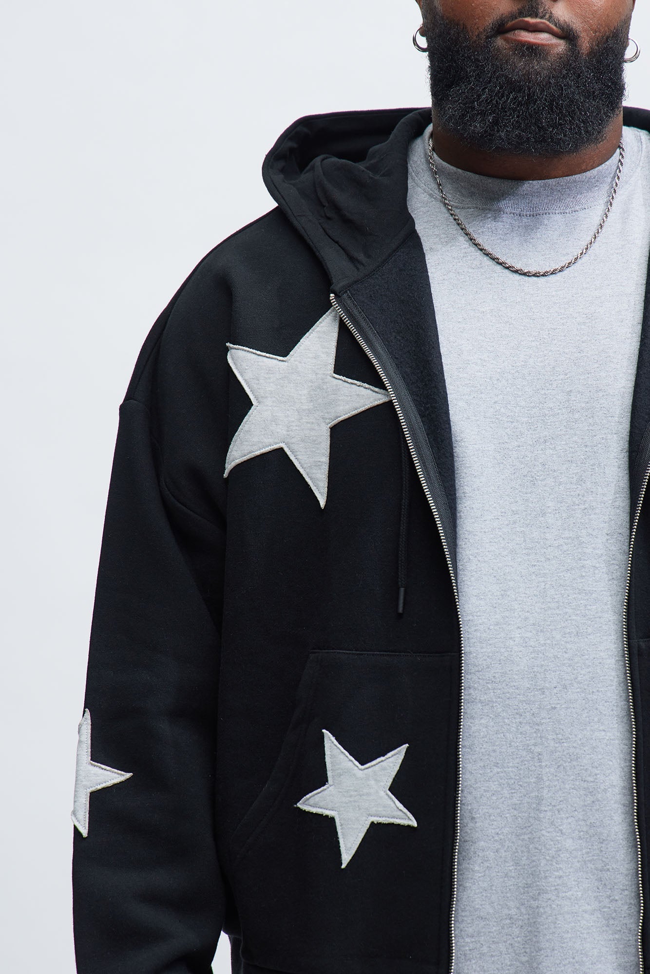 Tyson Stars Oversized Hoodie - Black