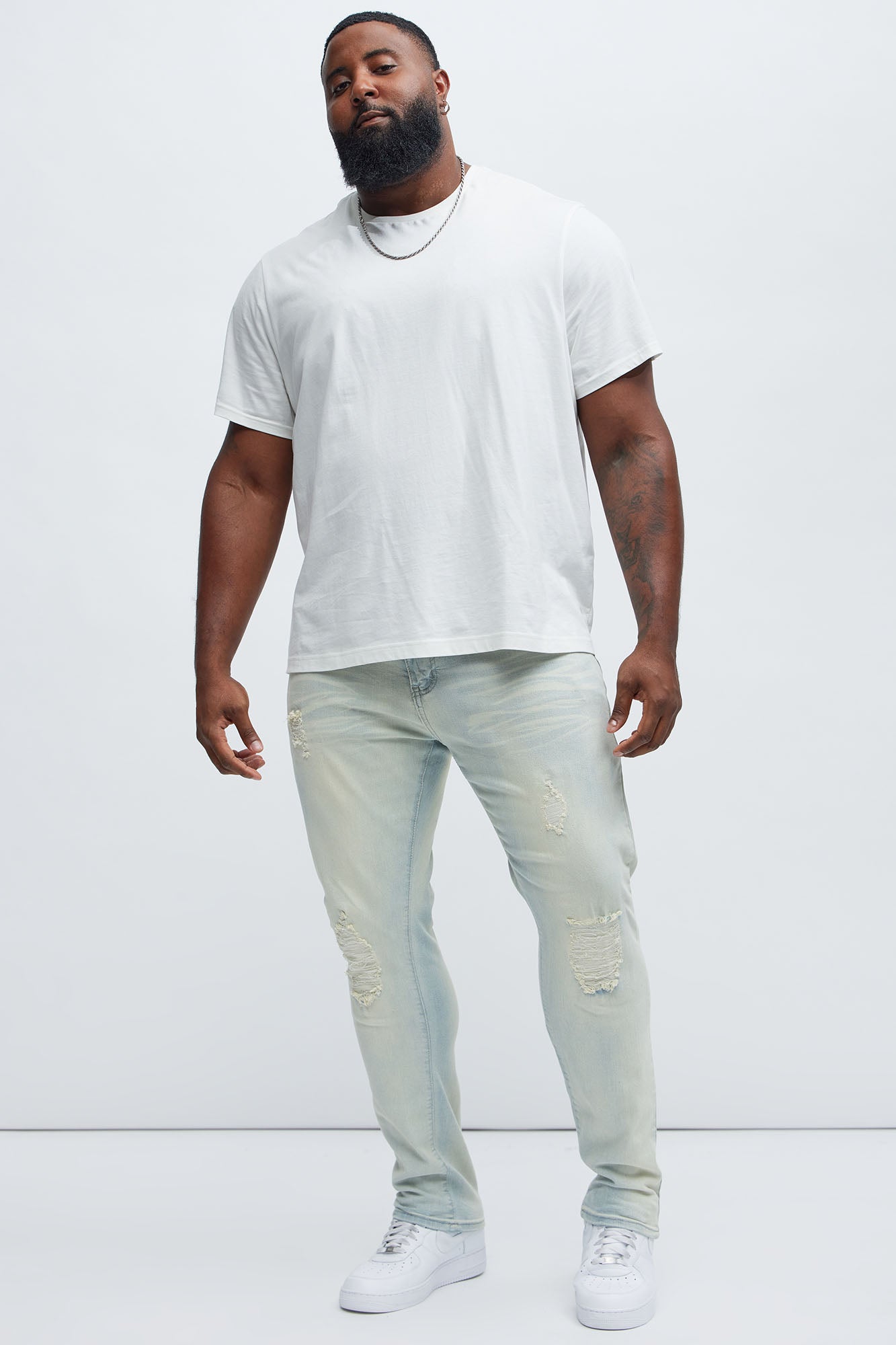 Get With Me Ripped Stacked Skinny Jeans - Light Wash