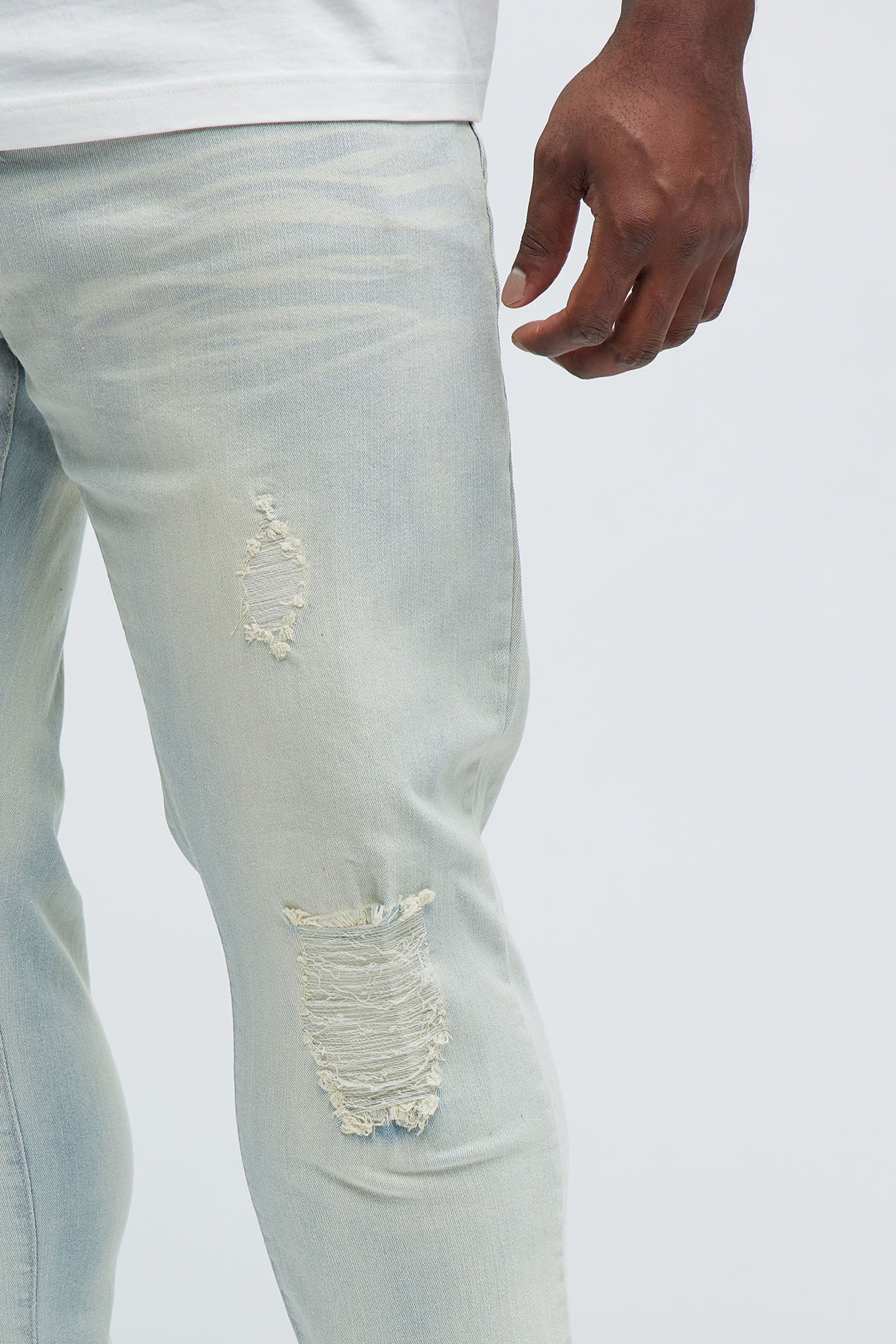 Get With Me Ripped Stacked Skinny Jeans - Light Wash