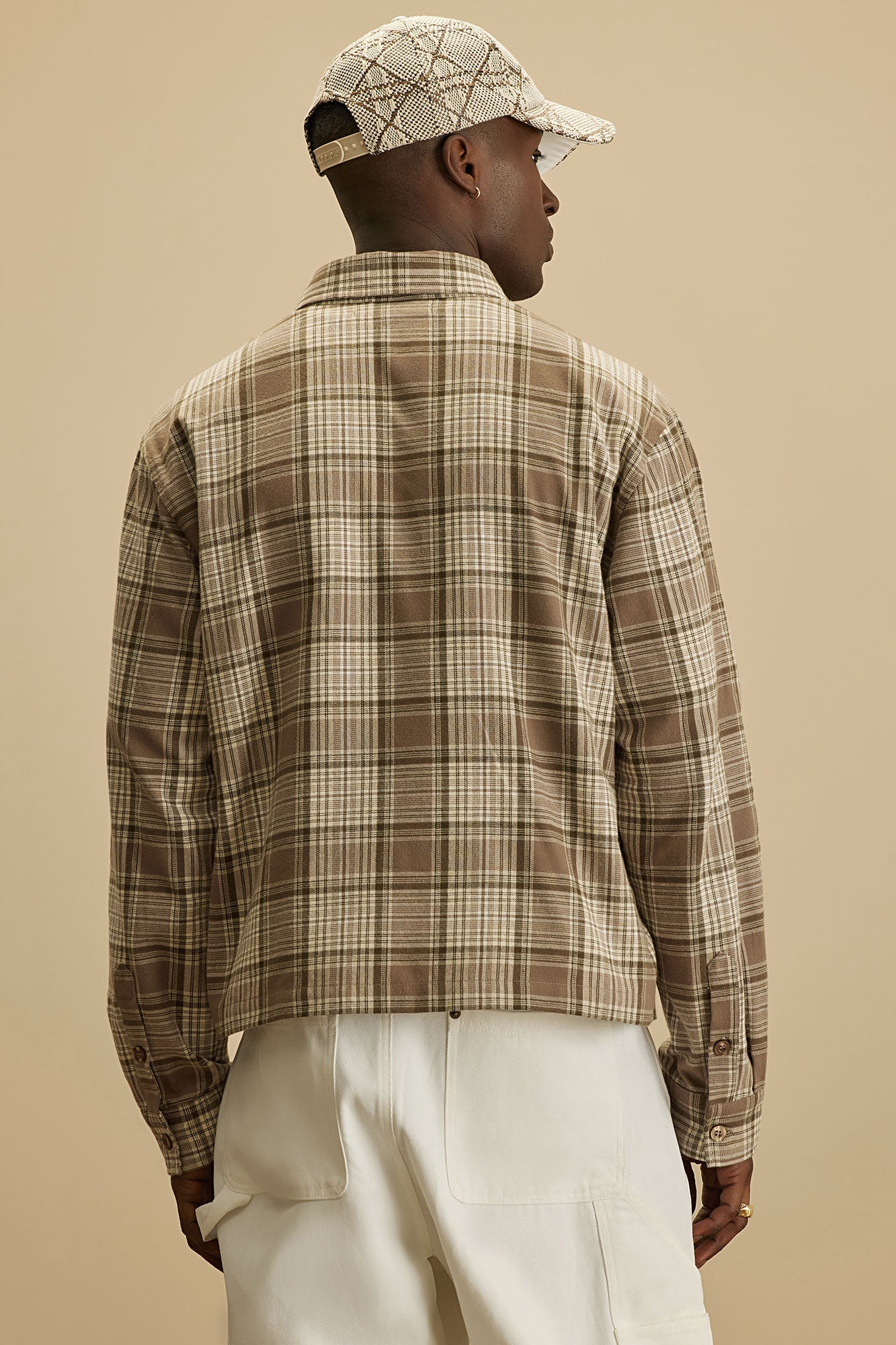 Delano Cropped Plaid Shirt - Taupe/combo