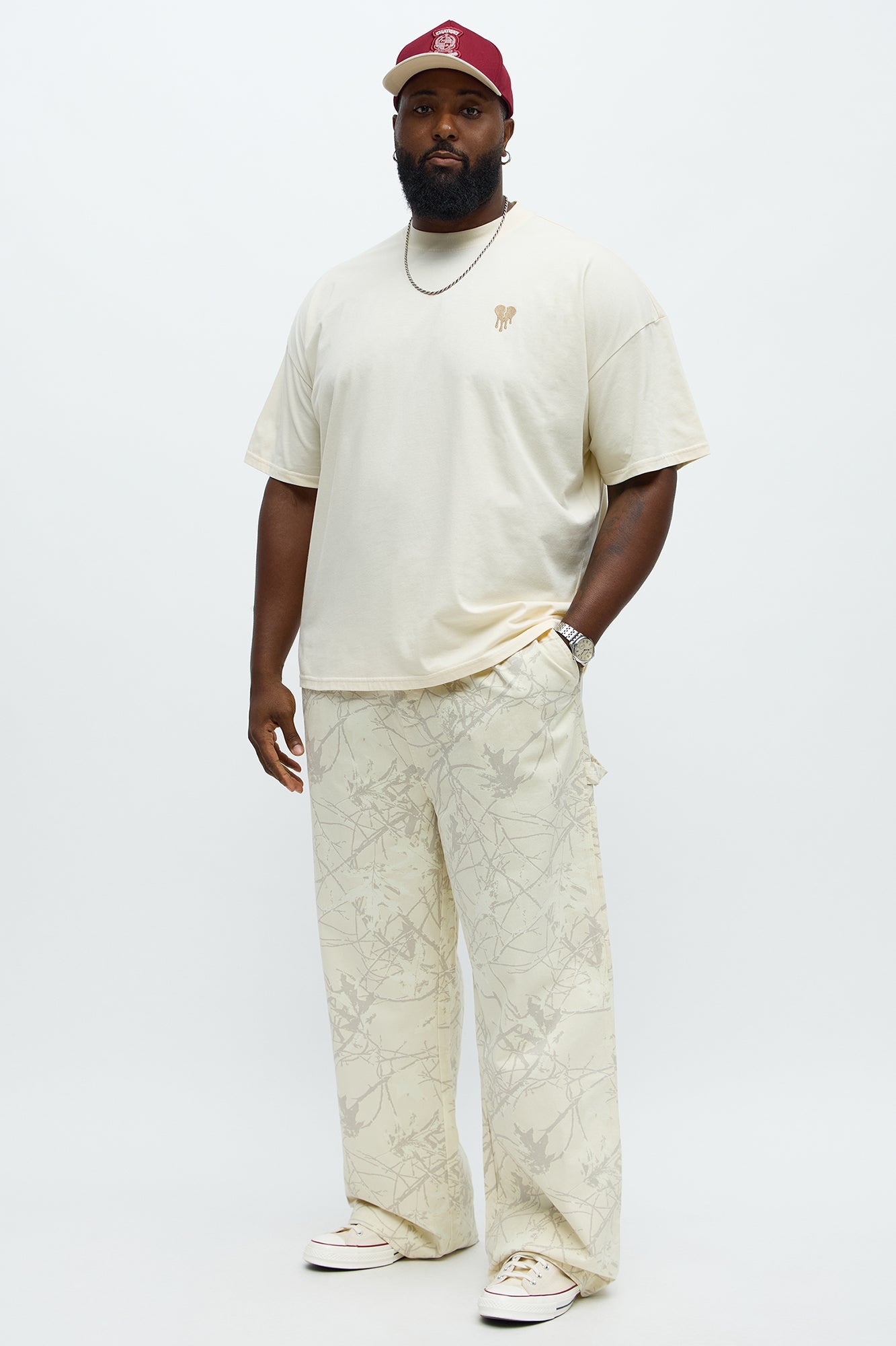 Straight Woodland Mirage Carpenter Pants  - Cream