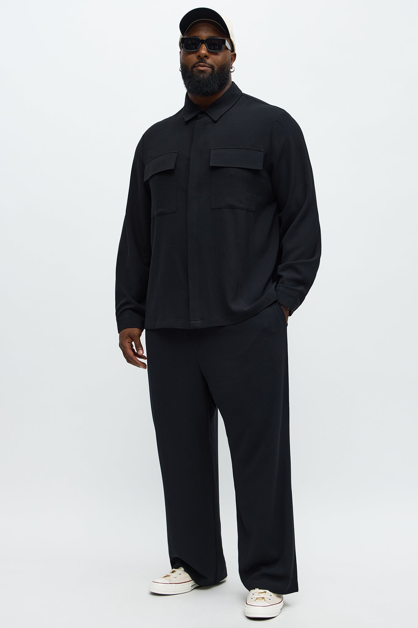 Golden Hour Long Sleeve Button Up Shirt - Black