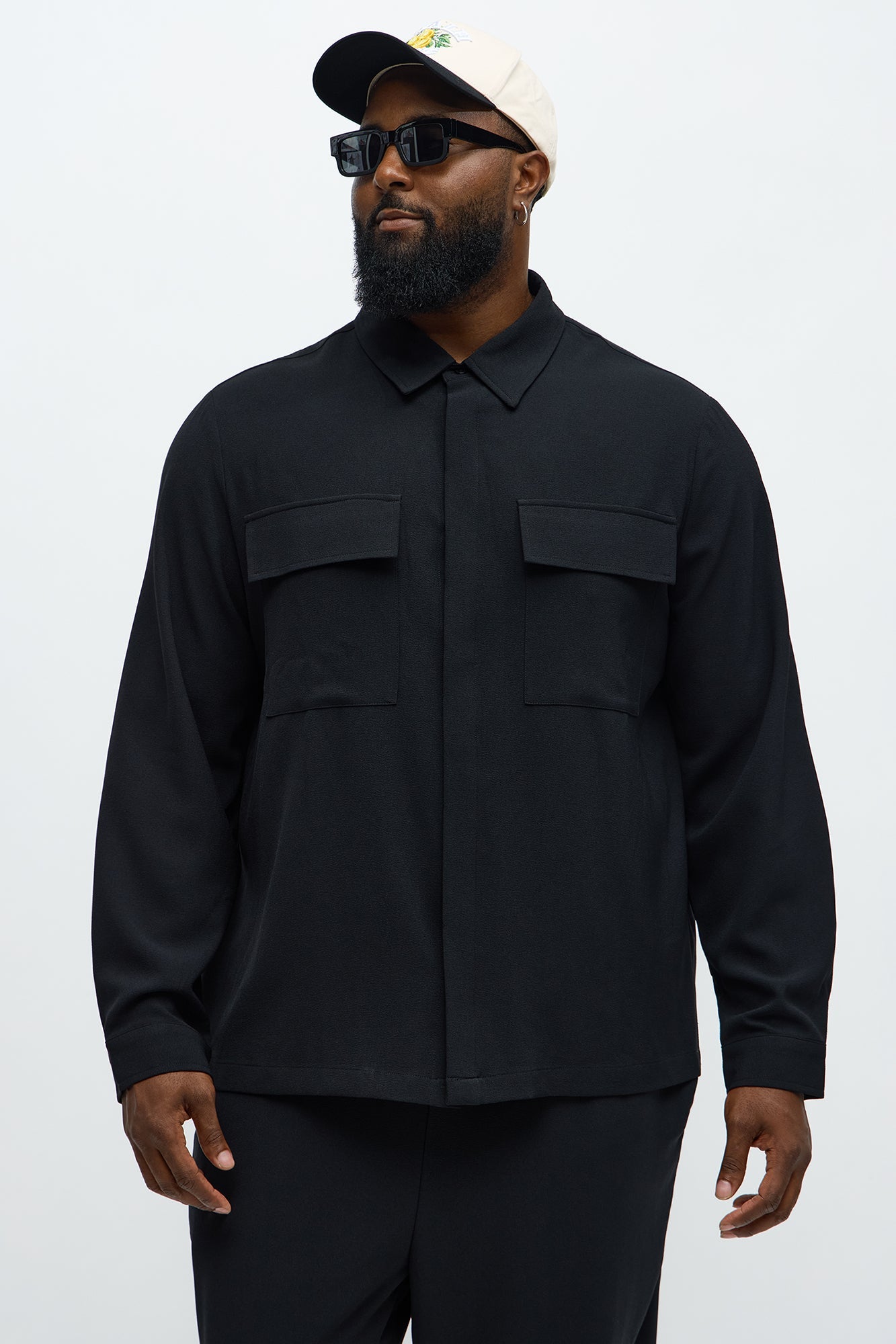 Golden Hour Long Sleeve Button Up Shirt - Black