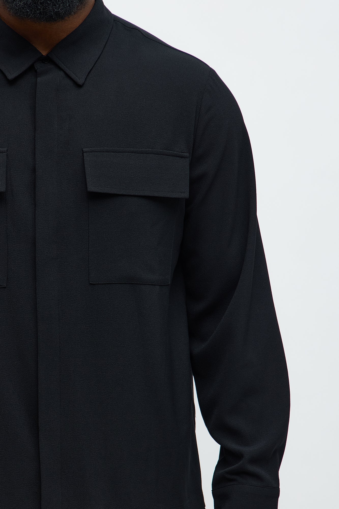 Golden Hour Long Sleeve Button Up Shirt - Black