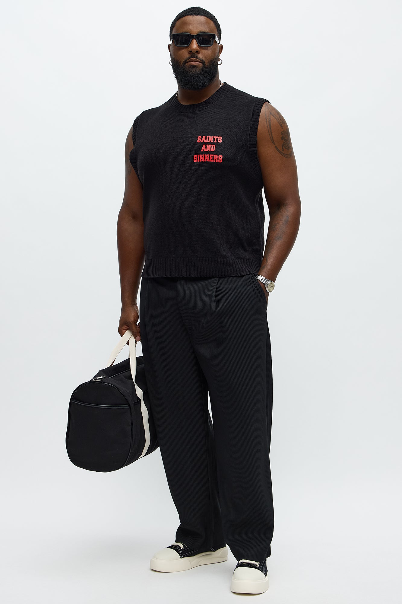 Show Up Straight Pleated Trousers - Black