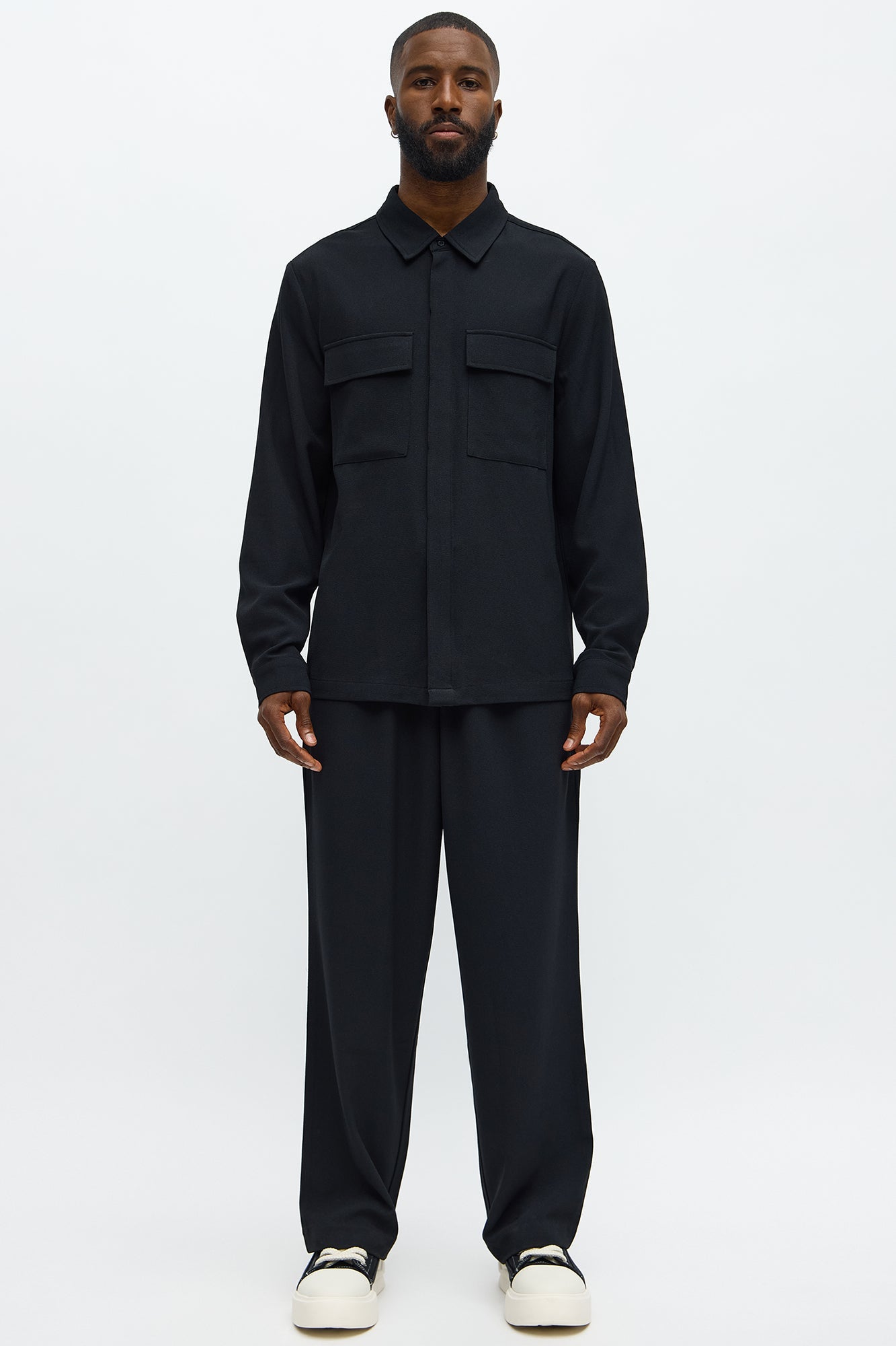 Golden Hour Long Sleeve Button Up Shirt - Black