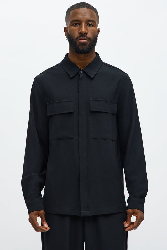 Golden Hour Long Sleeve Button Up Shirt - Black