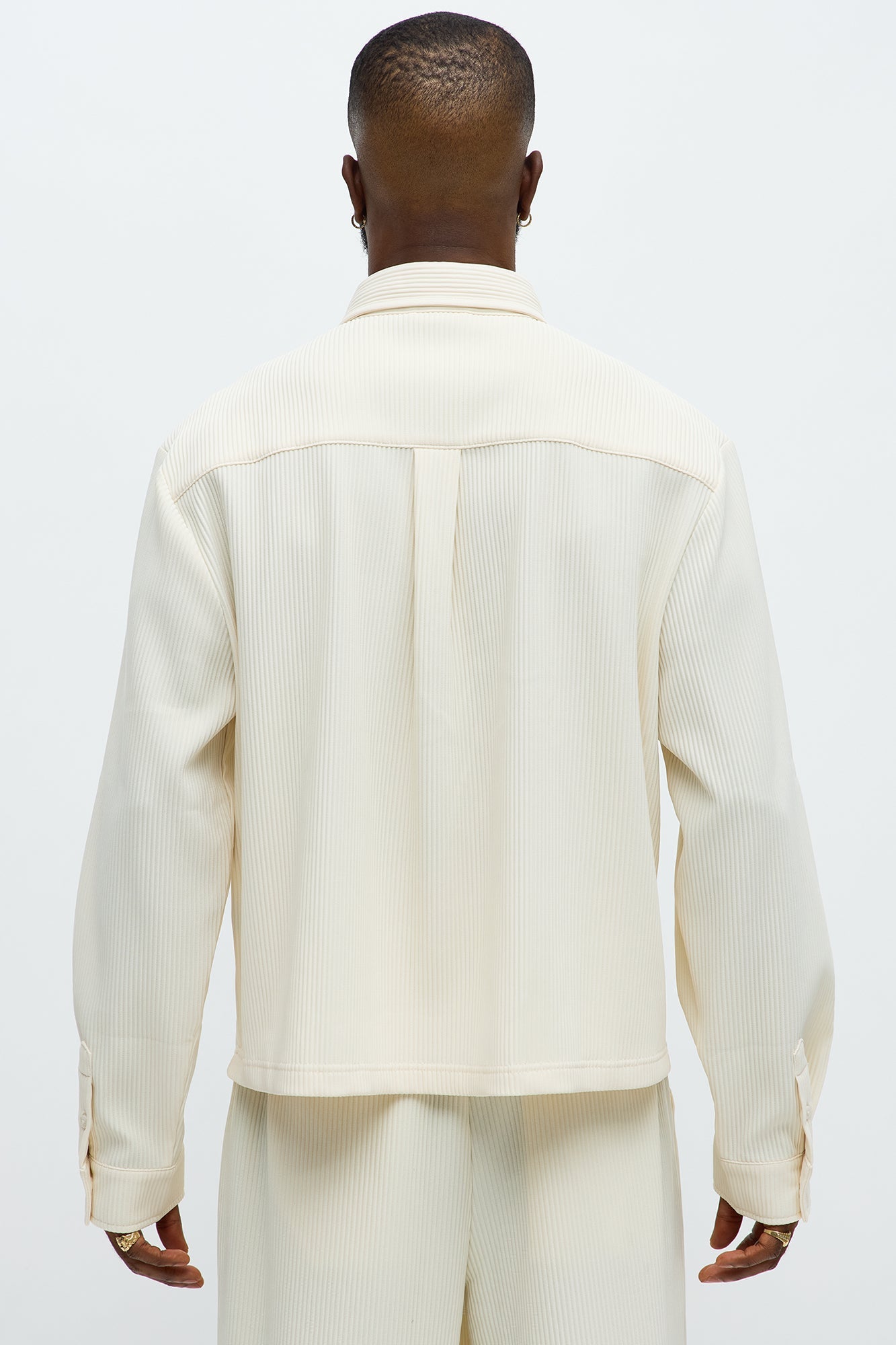 Show Up Cropped Long Sleeve Button Up Shirt - Off White