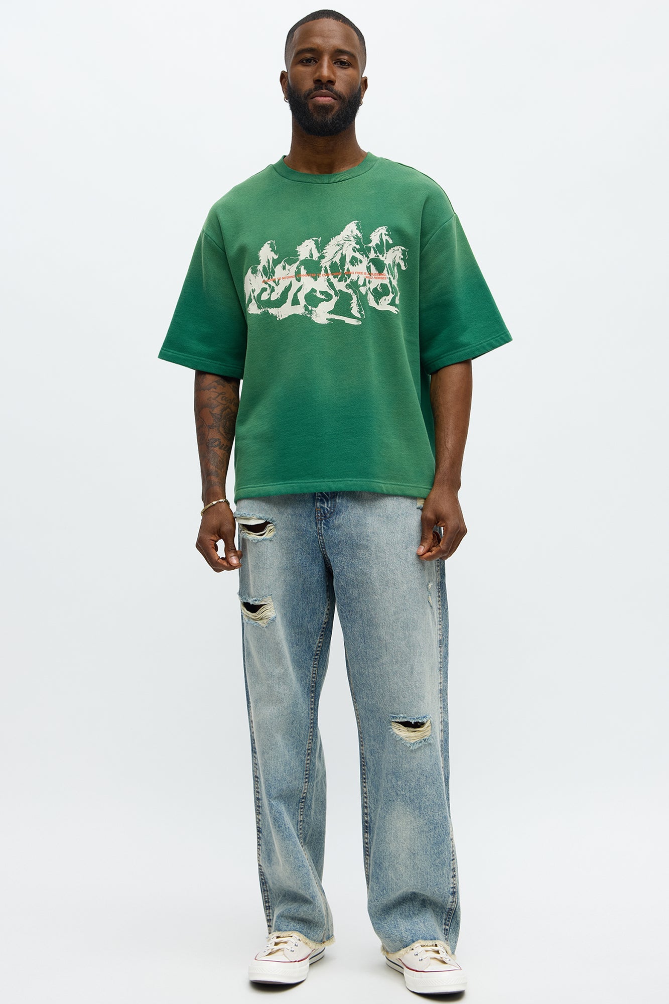 Baggy Be Conscious Distressed Jeans - Light Blue Wash