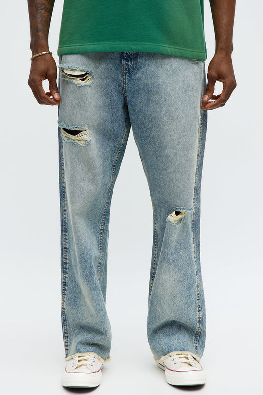 Baggy Be Conscious Distressed Jeans - Light Blue Wash