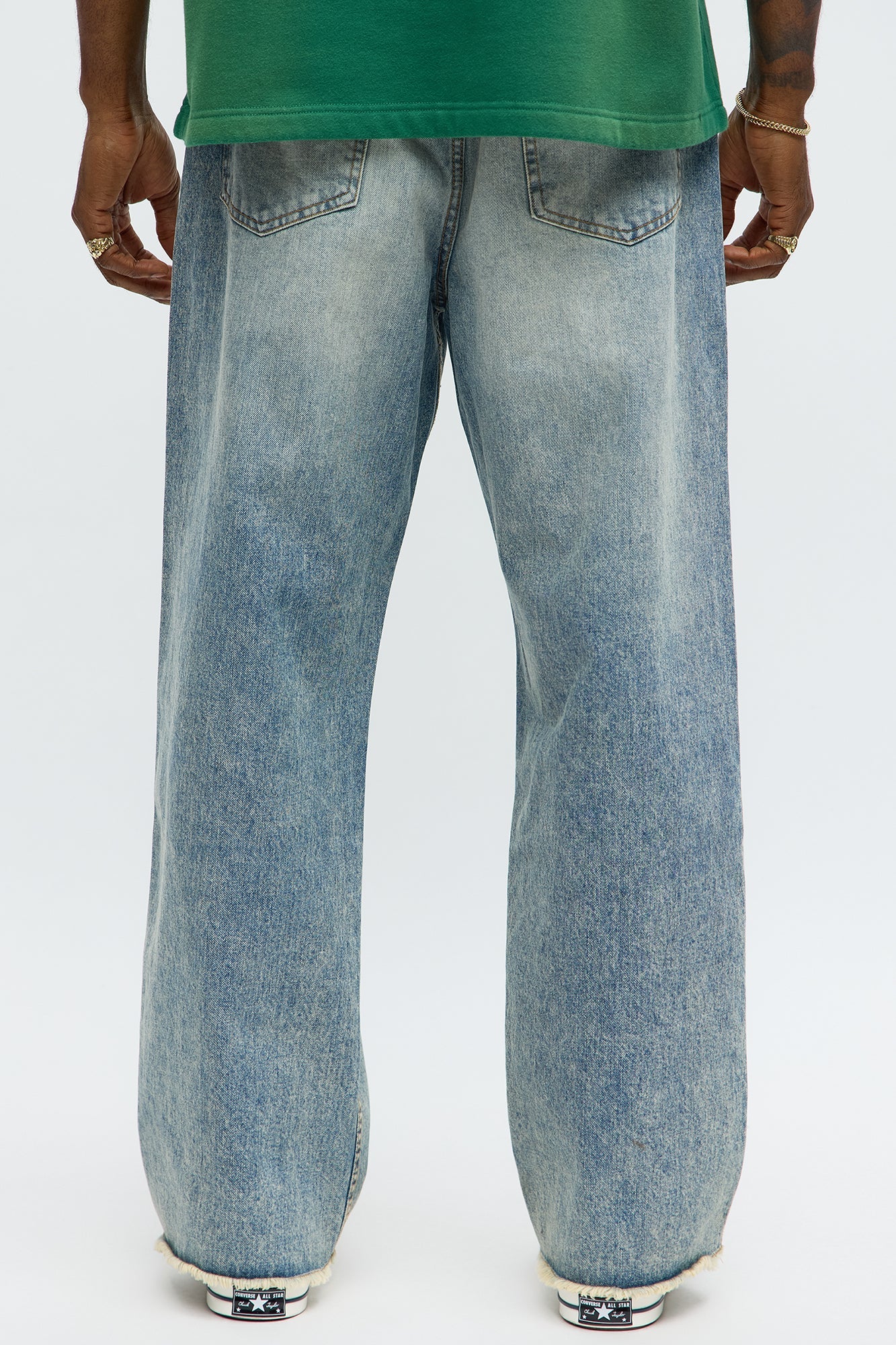 Baggy Be Conscious Distressed Jeans - Light Blue Wash