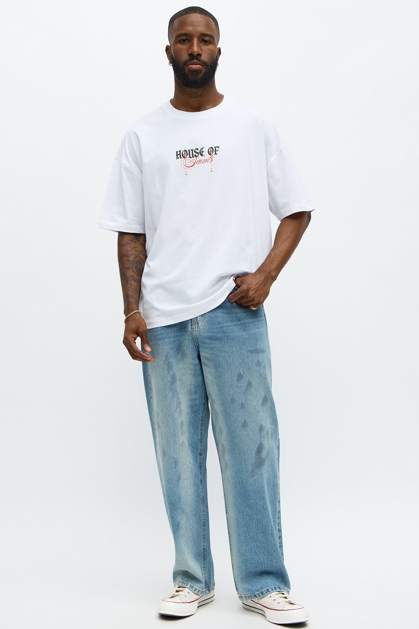 House Of Saints Oversized Short Sleeve Tee - White