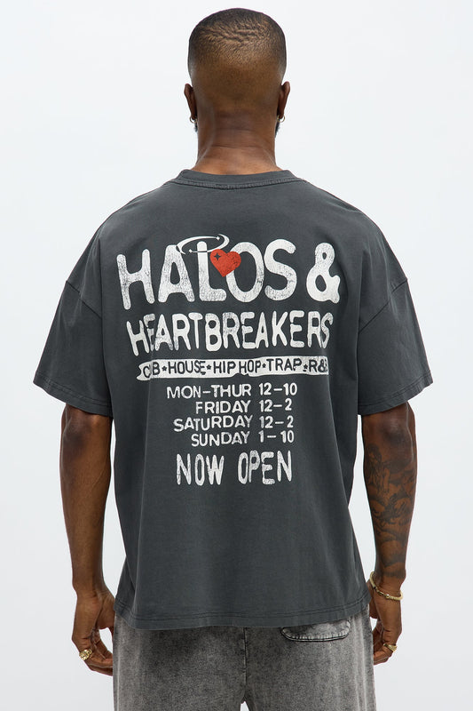 Halos Heartbreakers Club Short Sleeve Tee - Black Wash