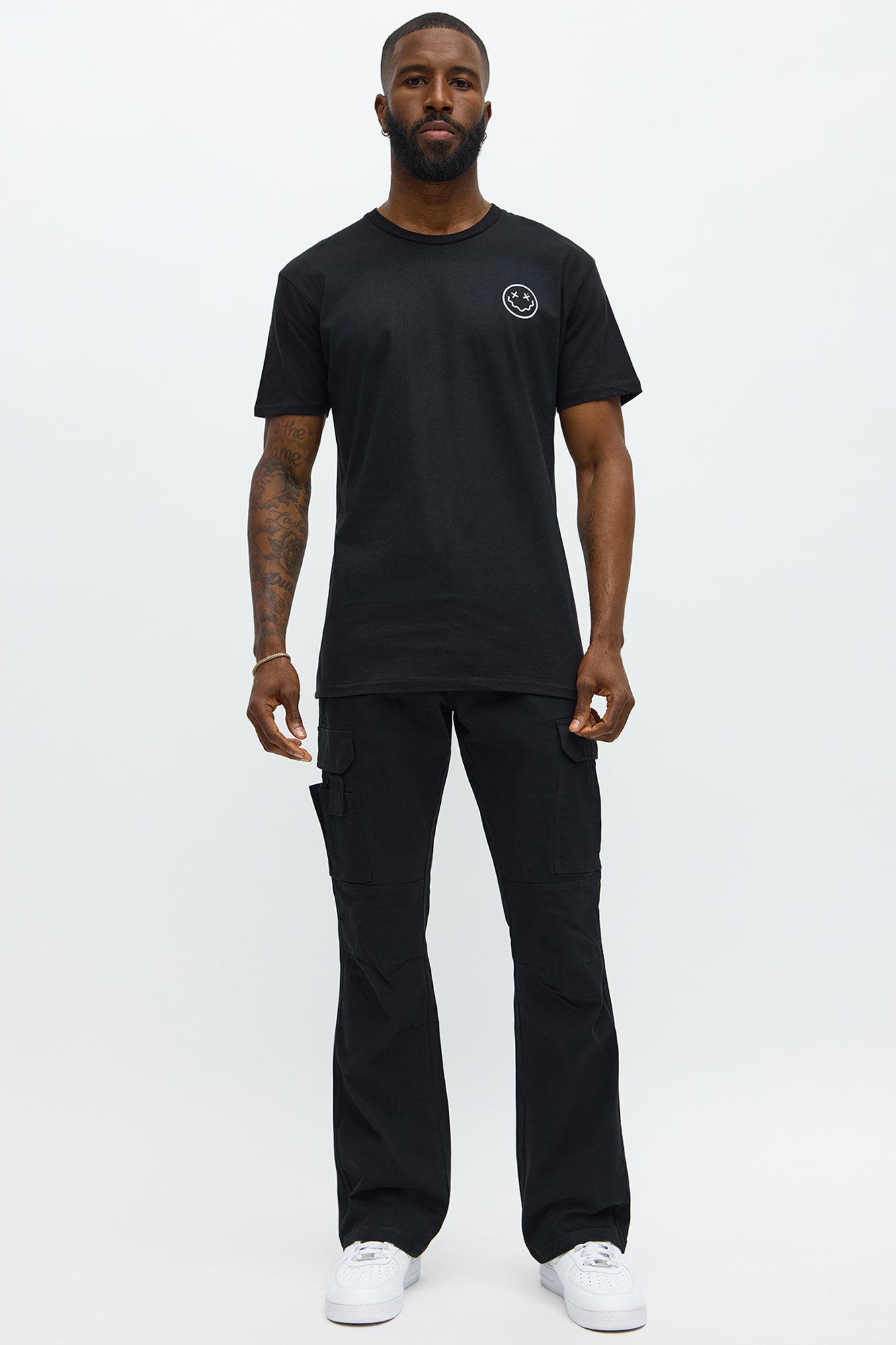 Stacked Slim Flare Kryptonite Cargo Pants - Black