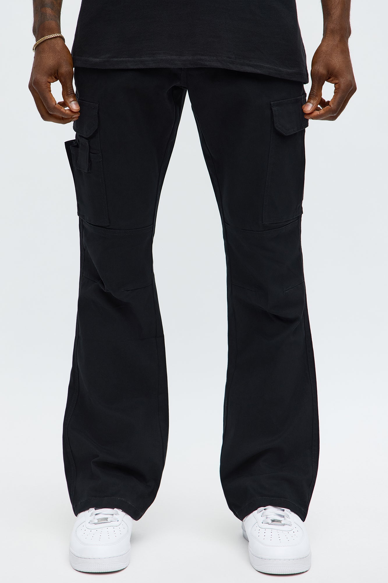 Stacked Slim Flare Kryptonite Cargo Pants - Black