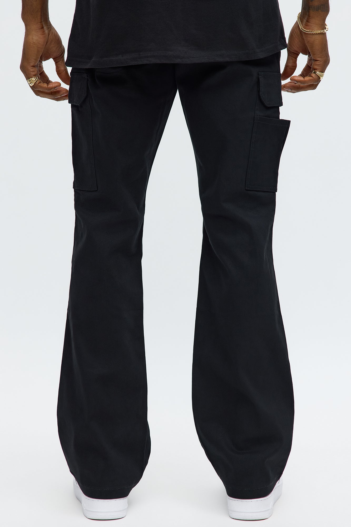 Stacked Slim Flare Kryptonite Cargo Pants - Black