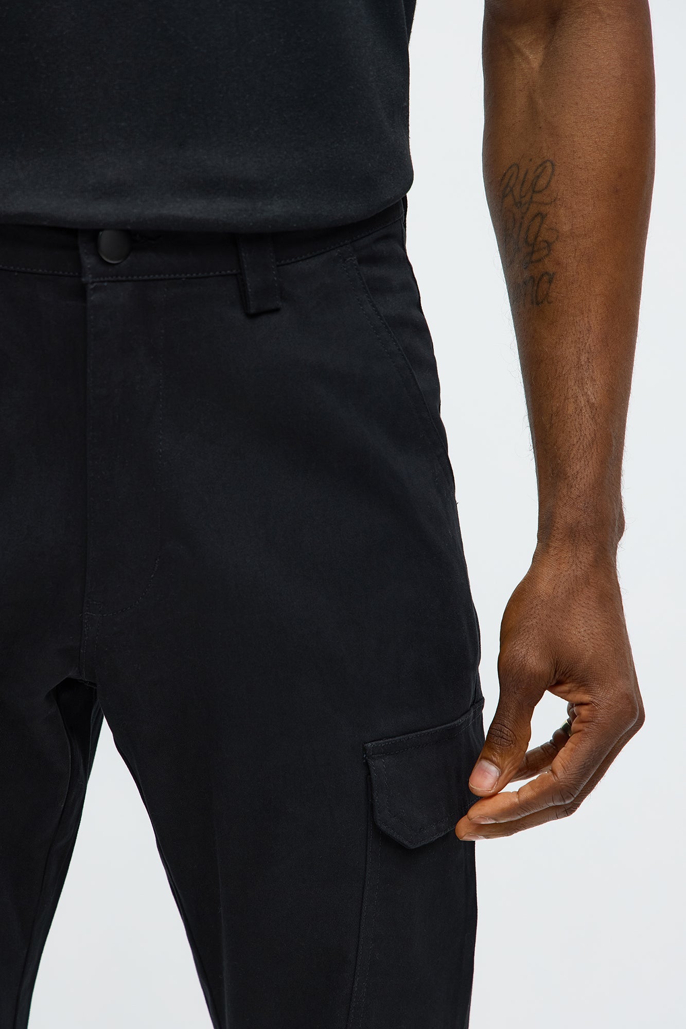 Stacked Slim Flare Kryptonite Cargo Pants - Black