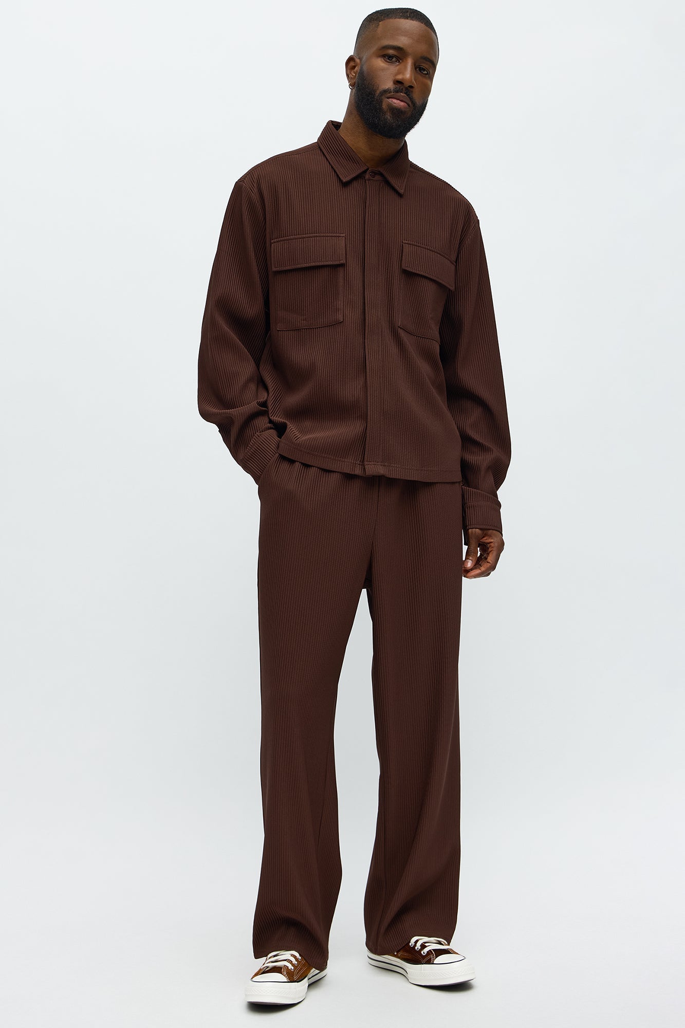 Show Up Baggy Elastic Waist Pant - Brown