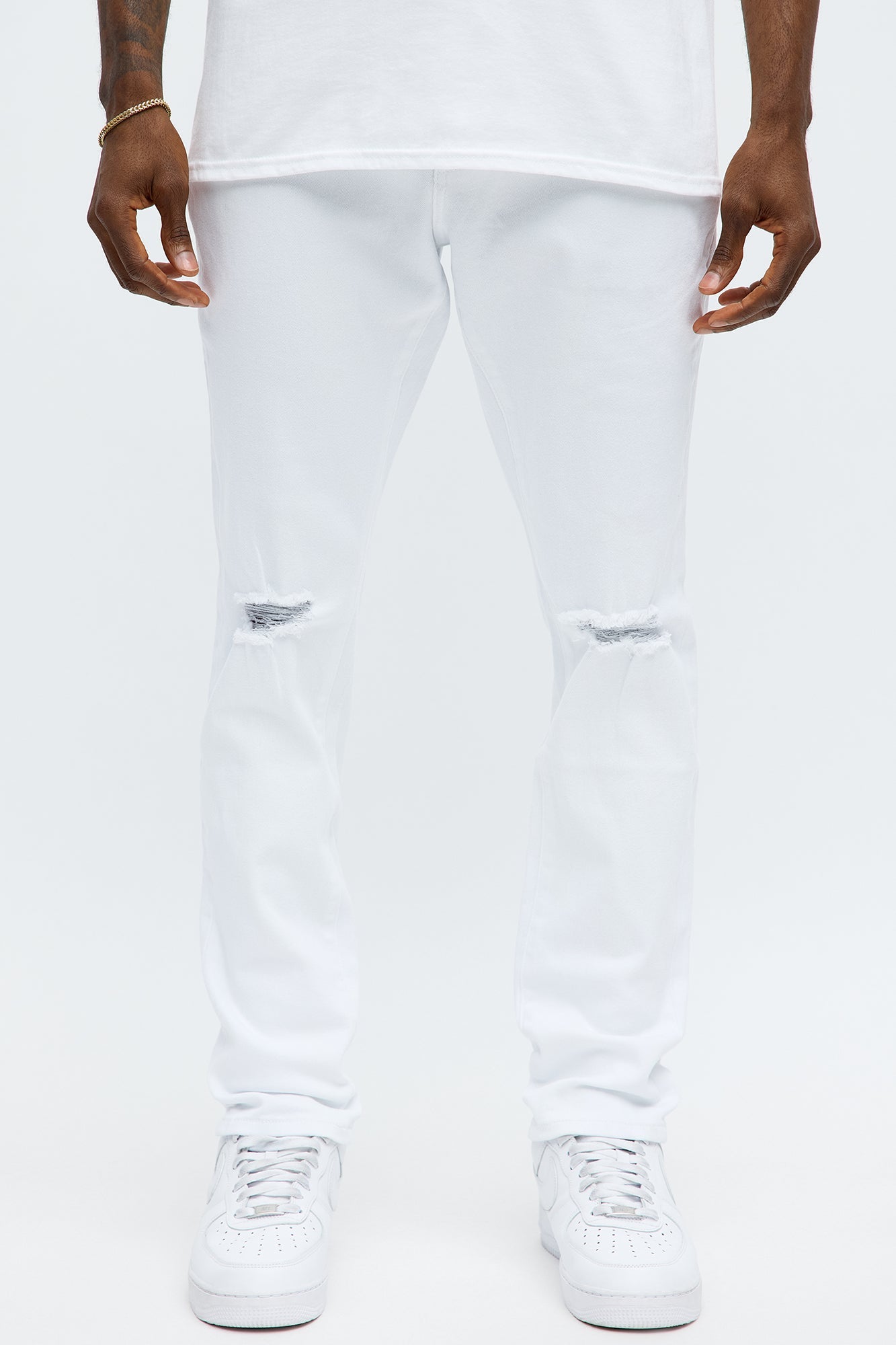 Cornell Ripped Skinny Jeans - White
