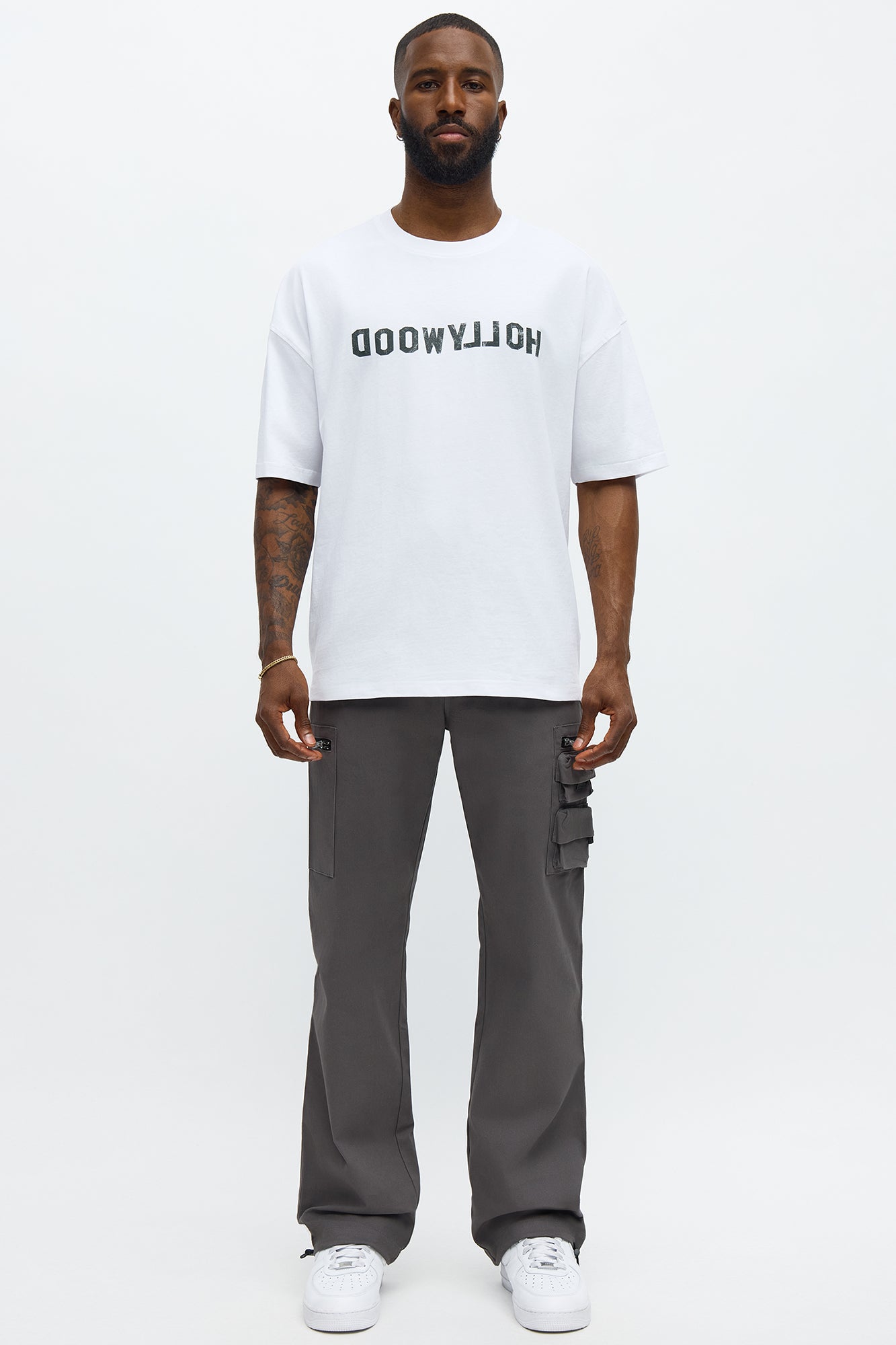 Hollyweird Sign Oversized Short Sleeve Tee - White