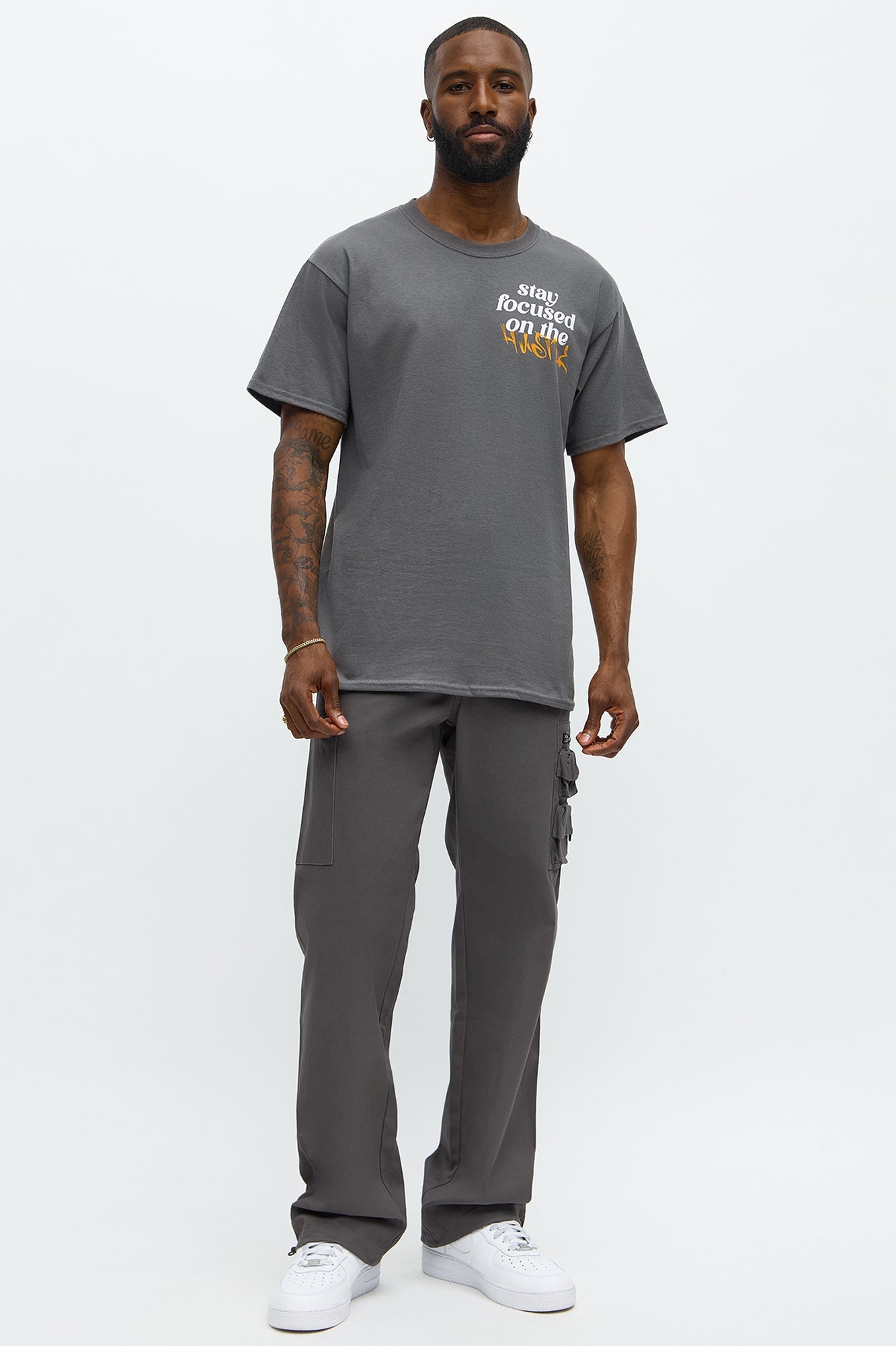 Focused On The Hustle Short Sleeve Tee - Charcoal